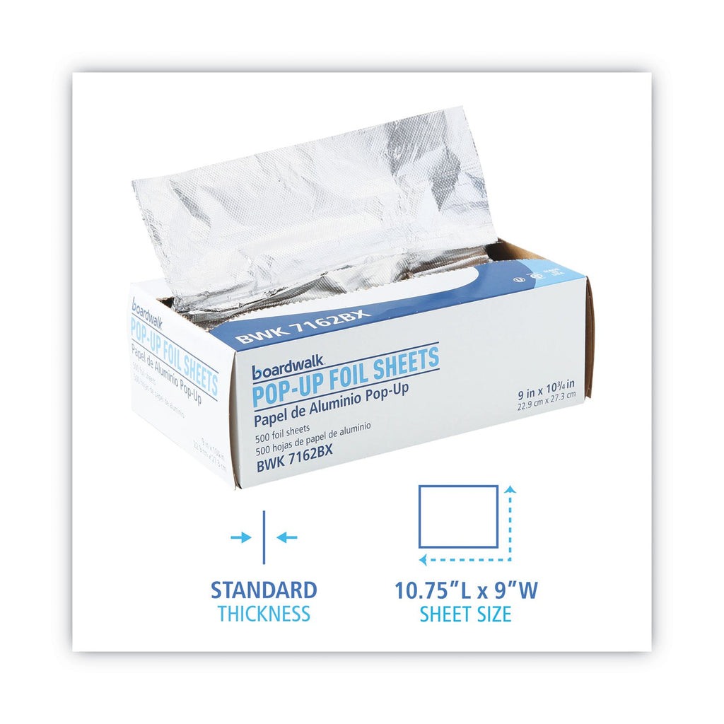 Boardwalk Standard Aluminum Foil Pop-Up Sheets, 9 x 10.75, 500/Box, 6 Boxes/Carton