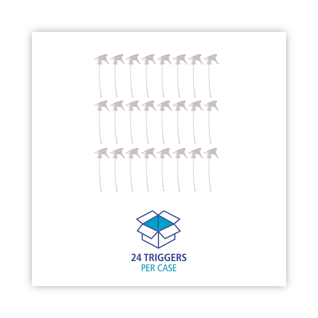 Boardwalk Trigger Sprayer 300ES, 9.5" Tube, Fits oz Bottles, White, 24/Carton