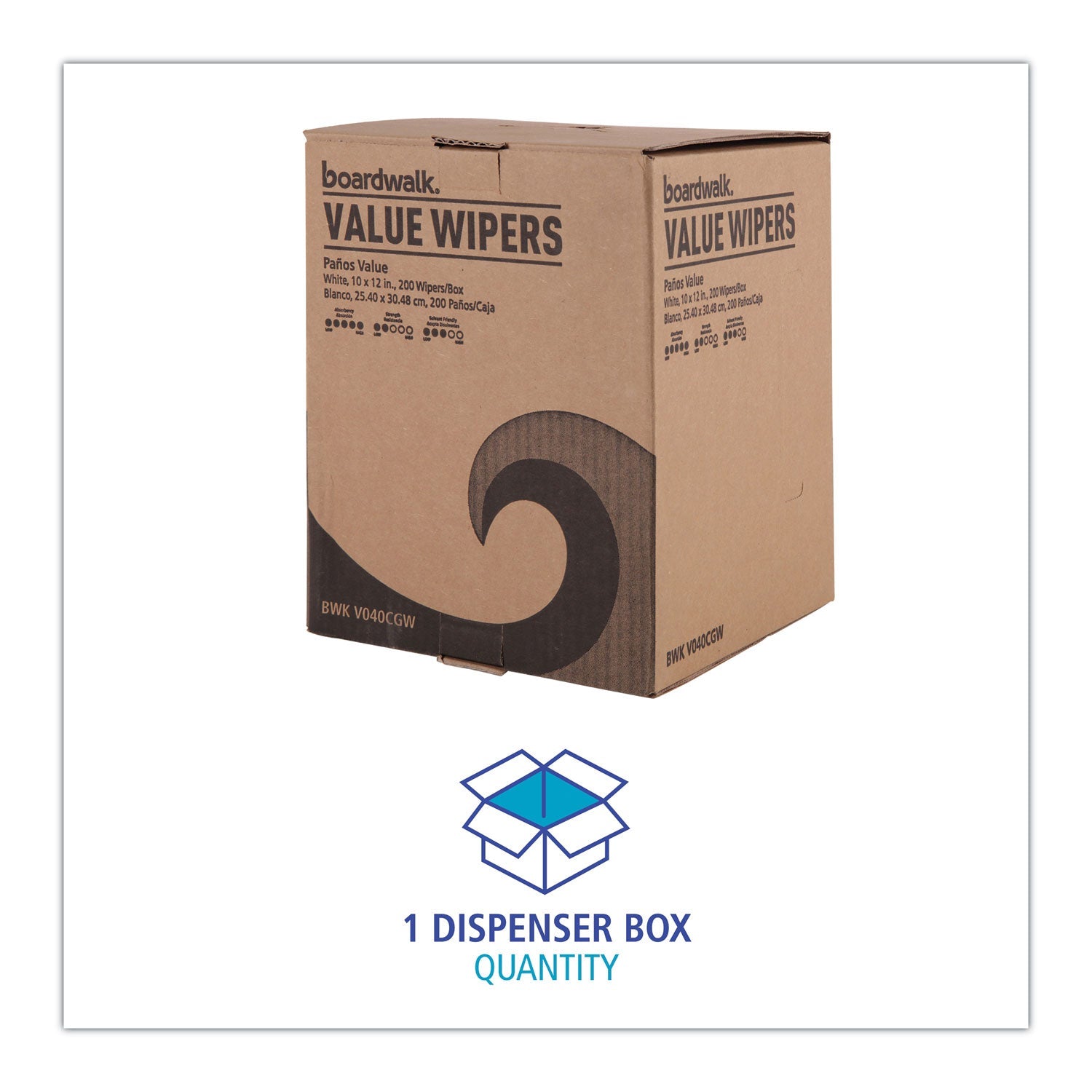 Boardwalk DRC Wipers, Centerpull, 10 x 12, White, 200/Carton