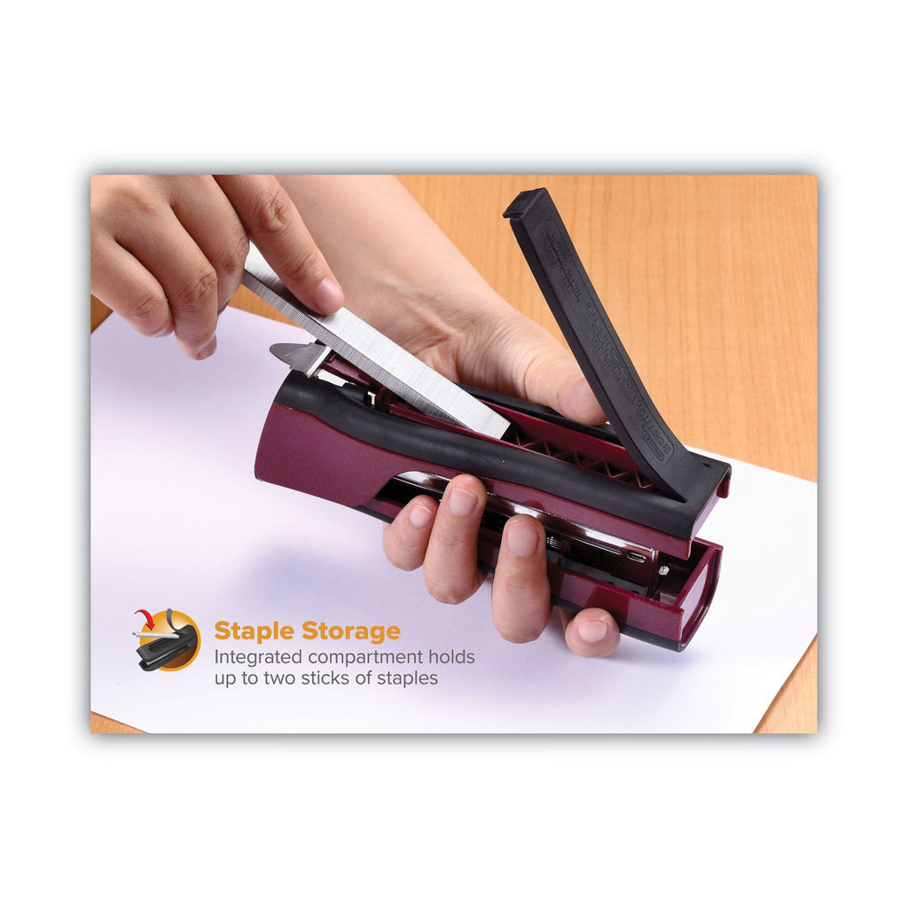 Bostitch Dynamo Stapler, 20-Sheet Capacity, Wine Metallic
