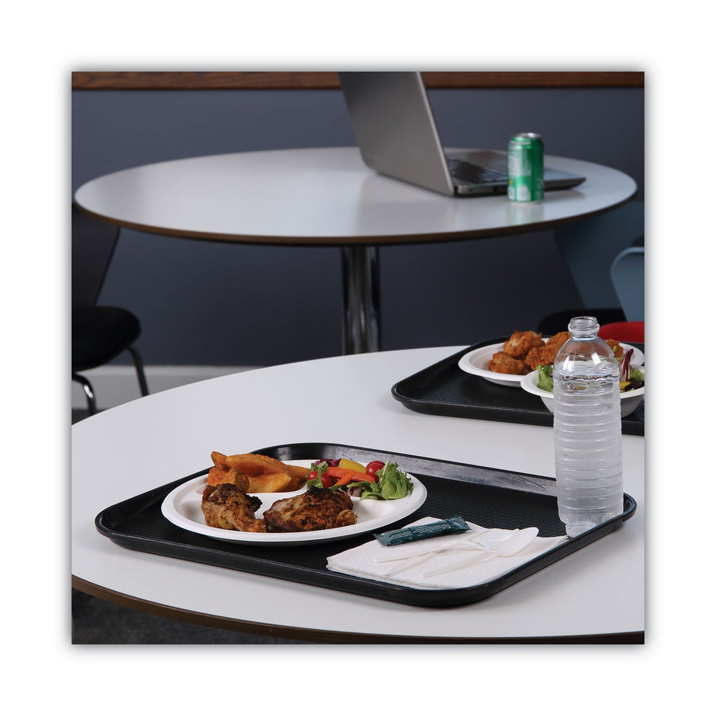 Boardwalk Bagasse Dinnerware, 3-Compartment Plate, 10" dia, White, 500/Carton