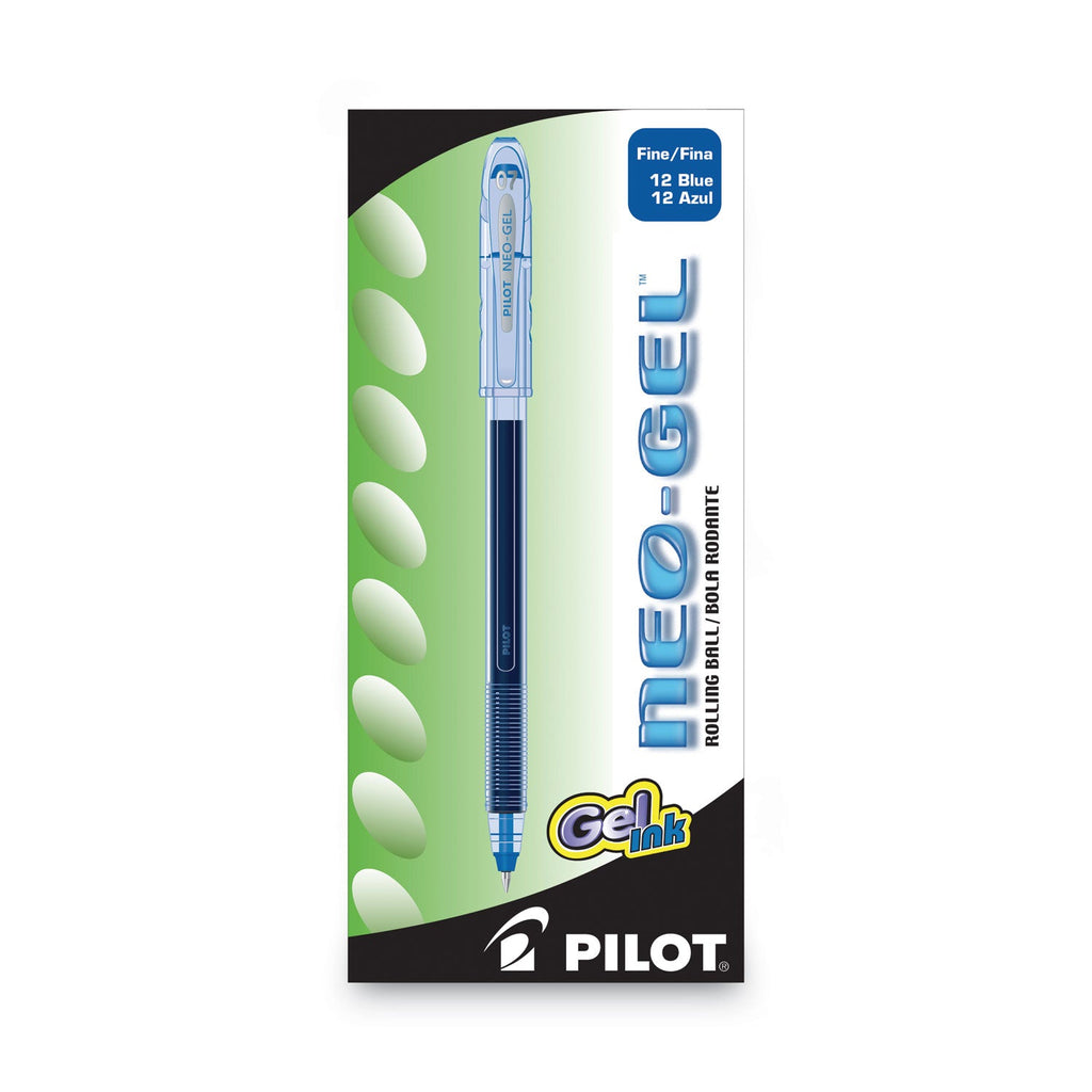 Pilot Neo-Gel Gel Pen, Stick, Fine 0.7 mm, Blue Ink, Blue Barrel, Dozen