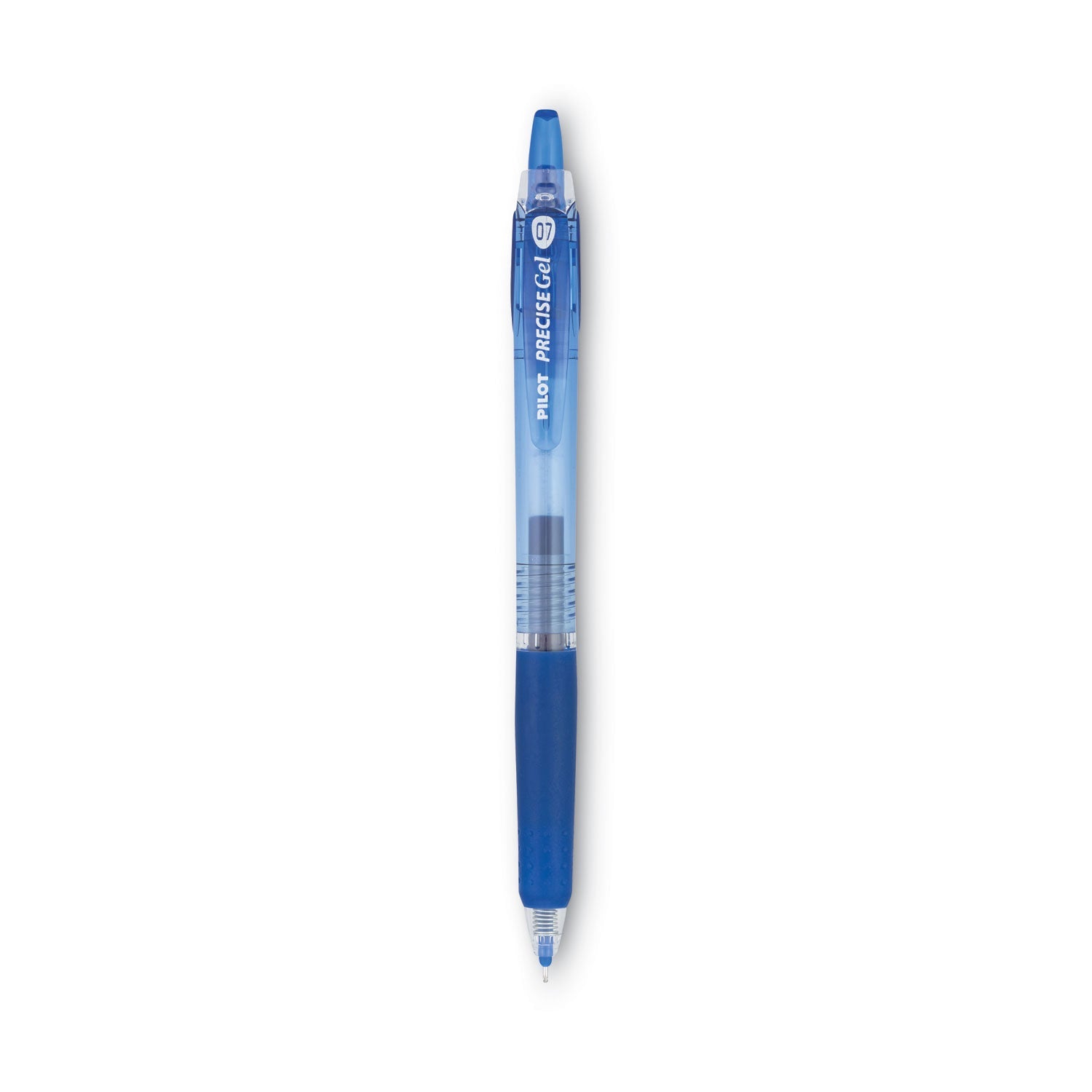 Pilot Precise Gel BeGreen Gel Pen, Retractable, Fine 0.7 mm, Blue Ink, Blue Barrel, Dozen