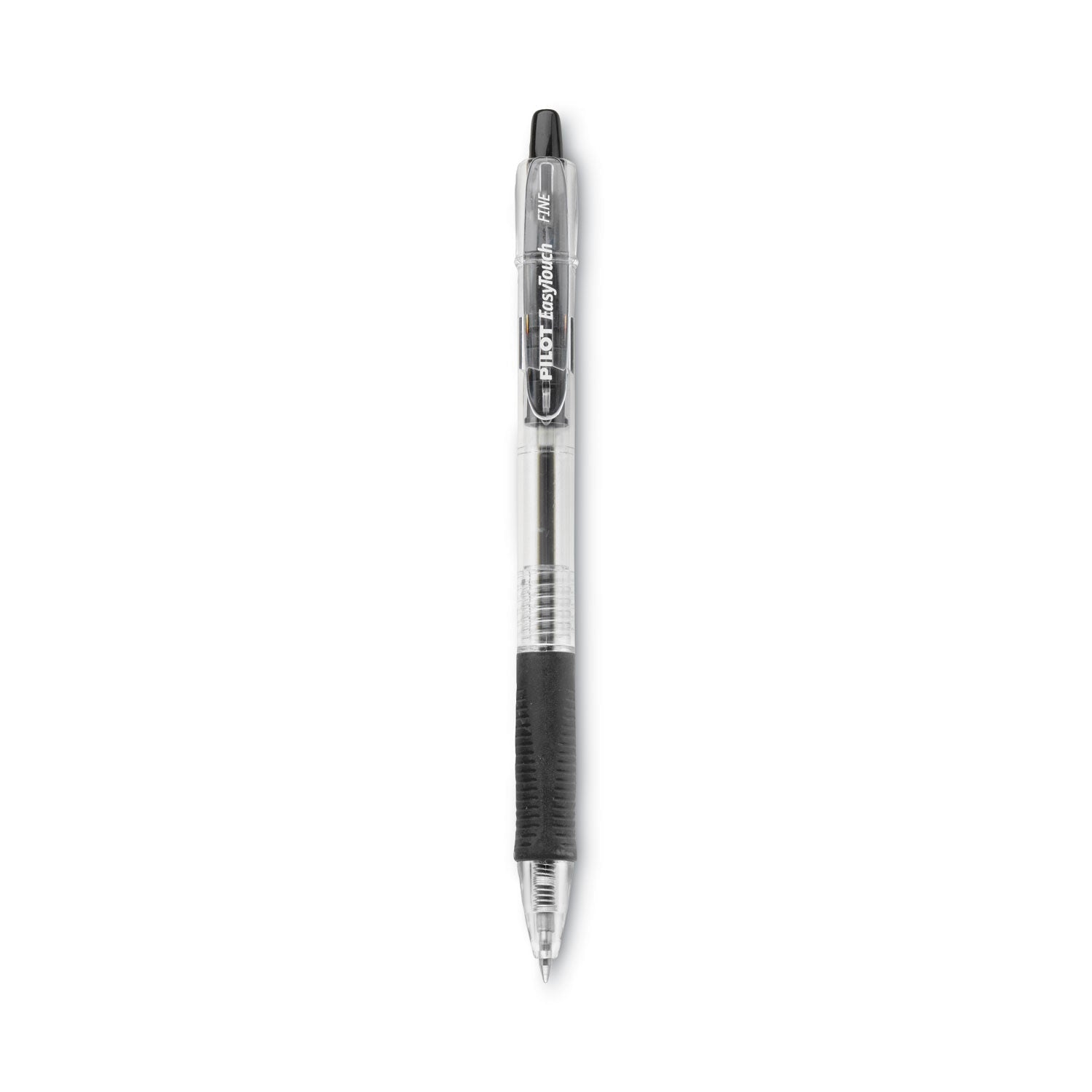 Pilot EasyTouch Ballpoint Pen, Retractable, Fine 0.7 mm, Black Ink, Clear Barrel, Dozen