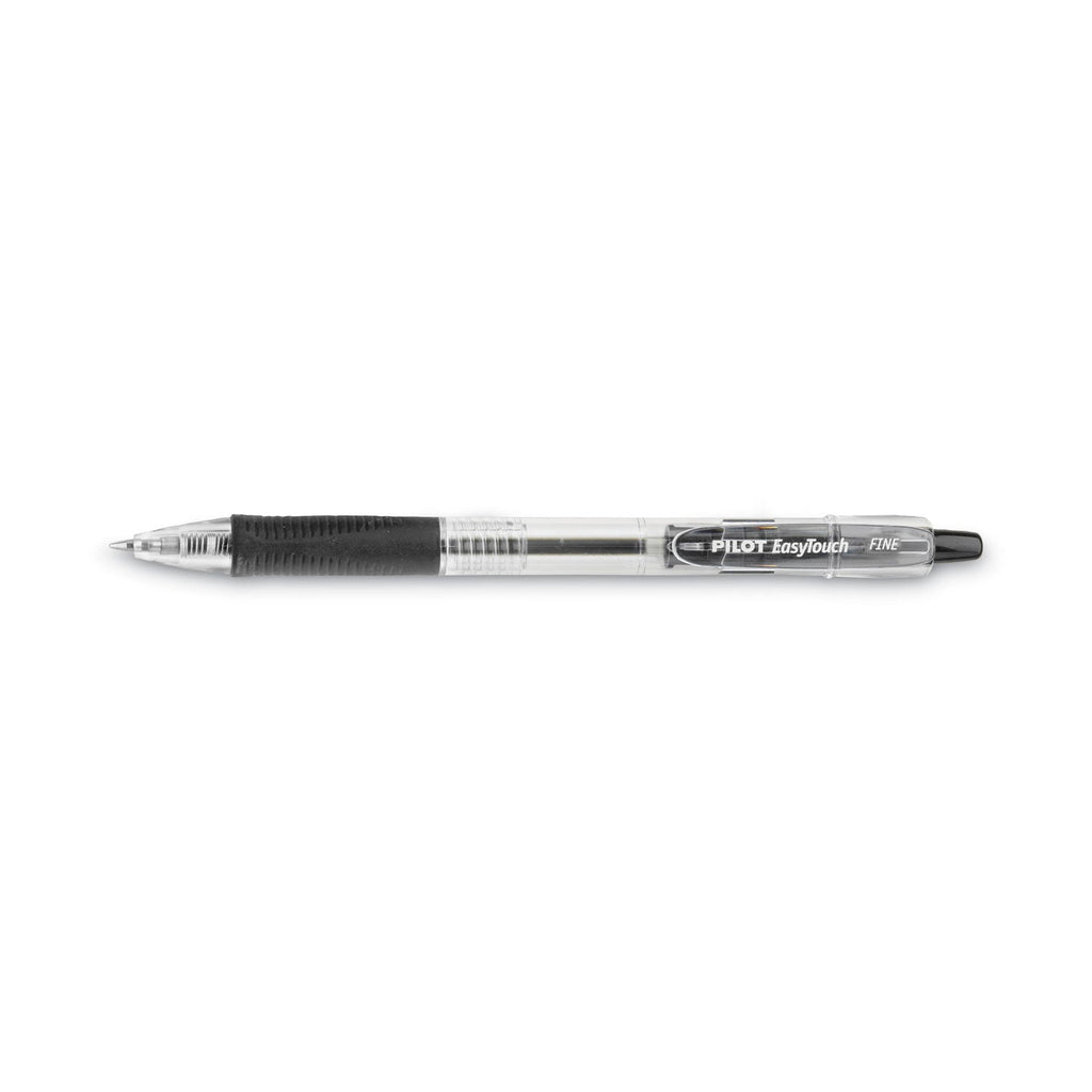 Pilot EasyTouch Ballpoint Pen, Retractable, Fine 0.7 mm, Black Ink, Clear Barrel, Dozen
