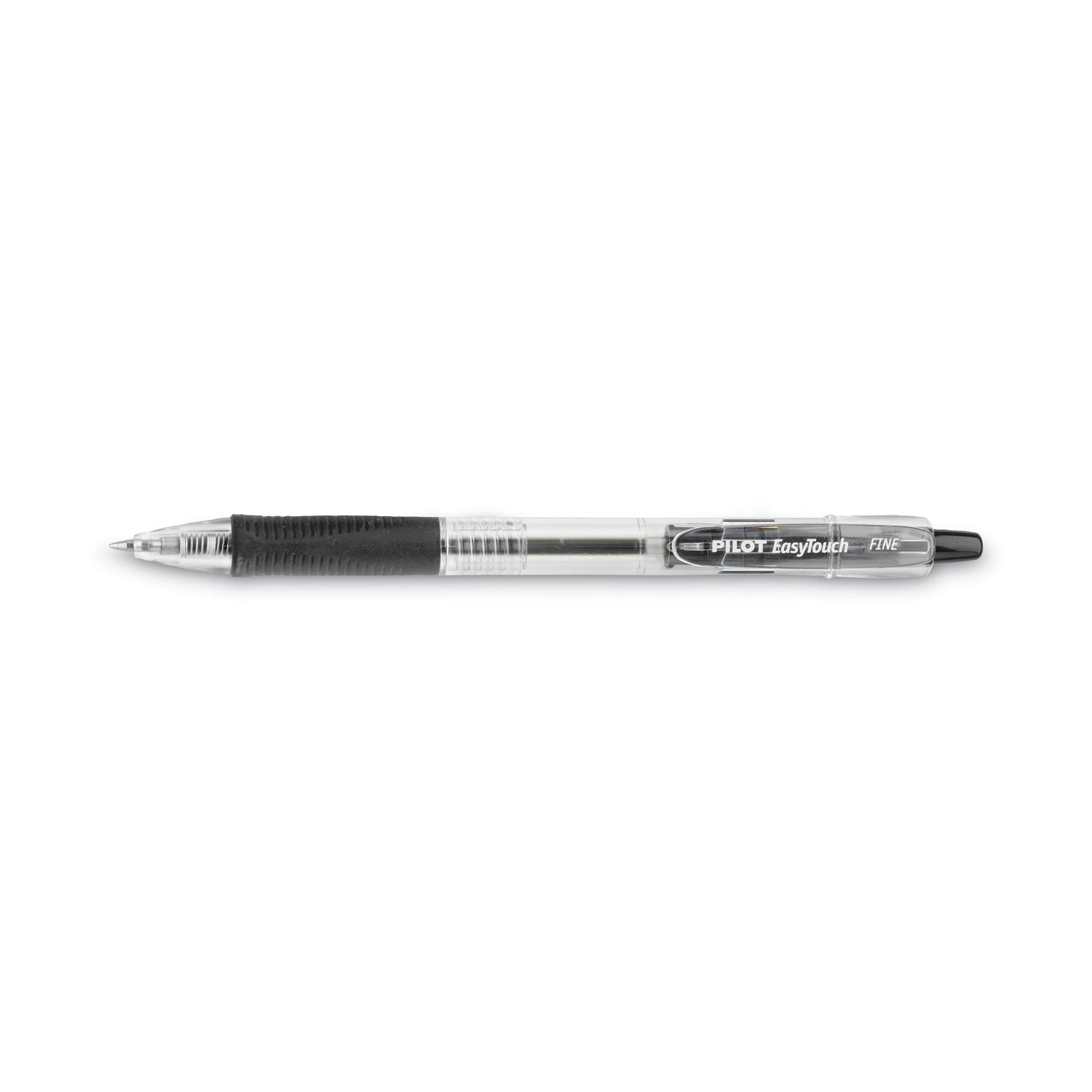 Pilot EasyTouch Ballpoint Pen, Retractable, Fine 0.7 mm, Black Ink, Clear Barrel, Dozen