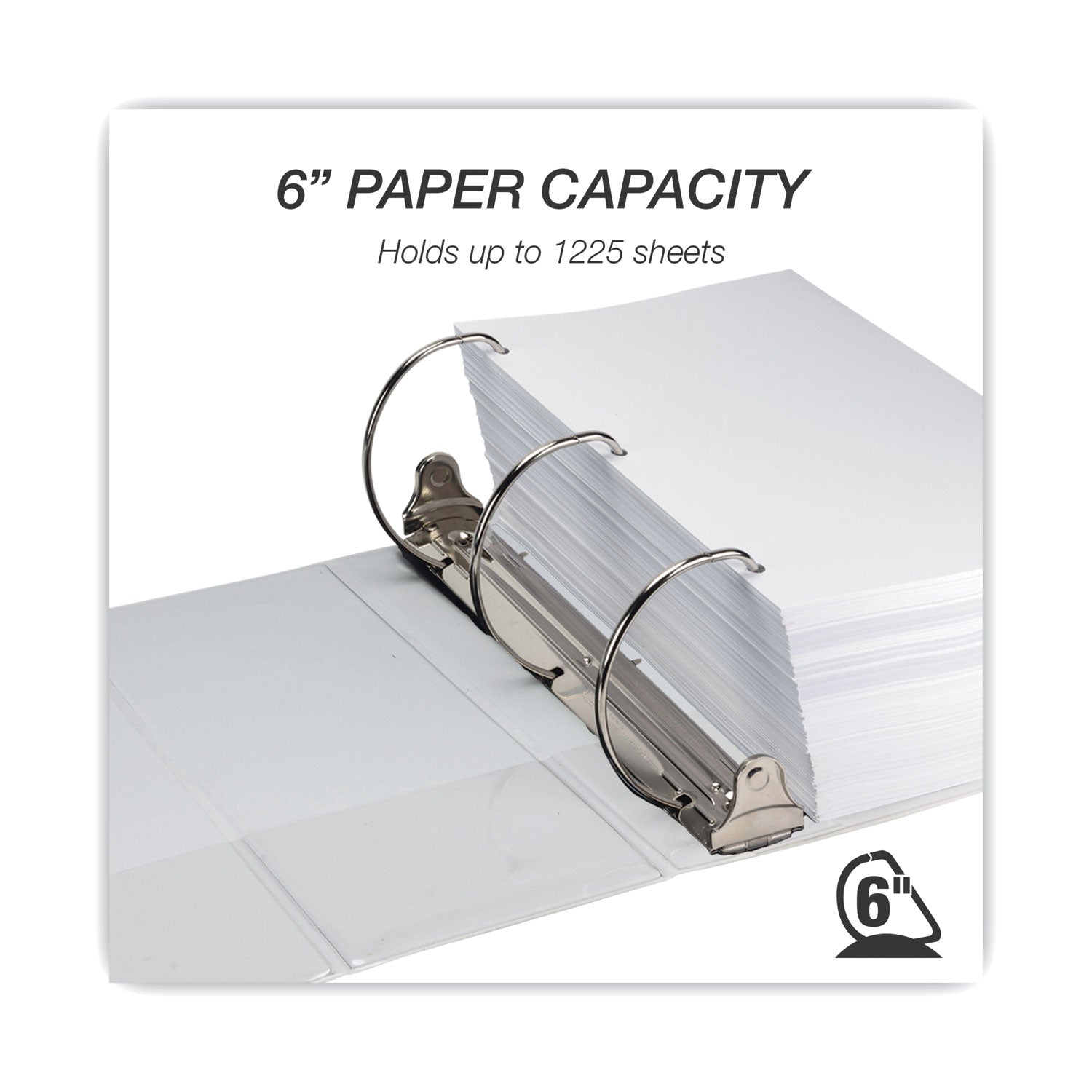 Samsill Nonstick D-Ring View Binder, 3 Rings, 6" Capacity, 11 x 8.5, White
