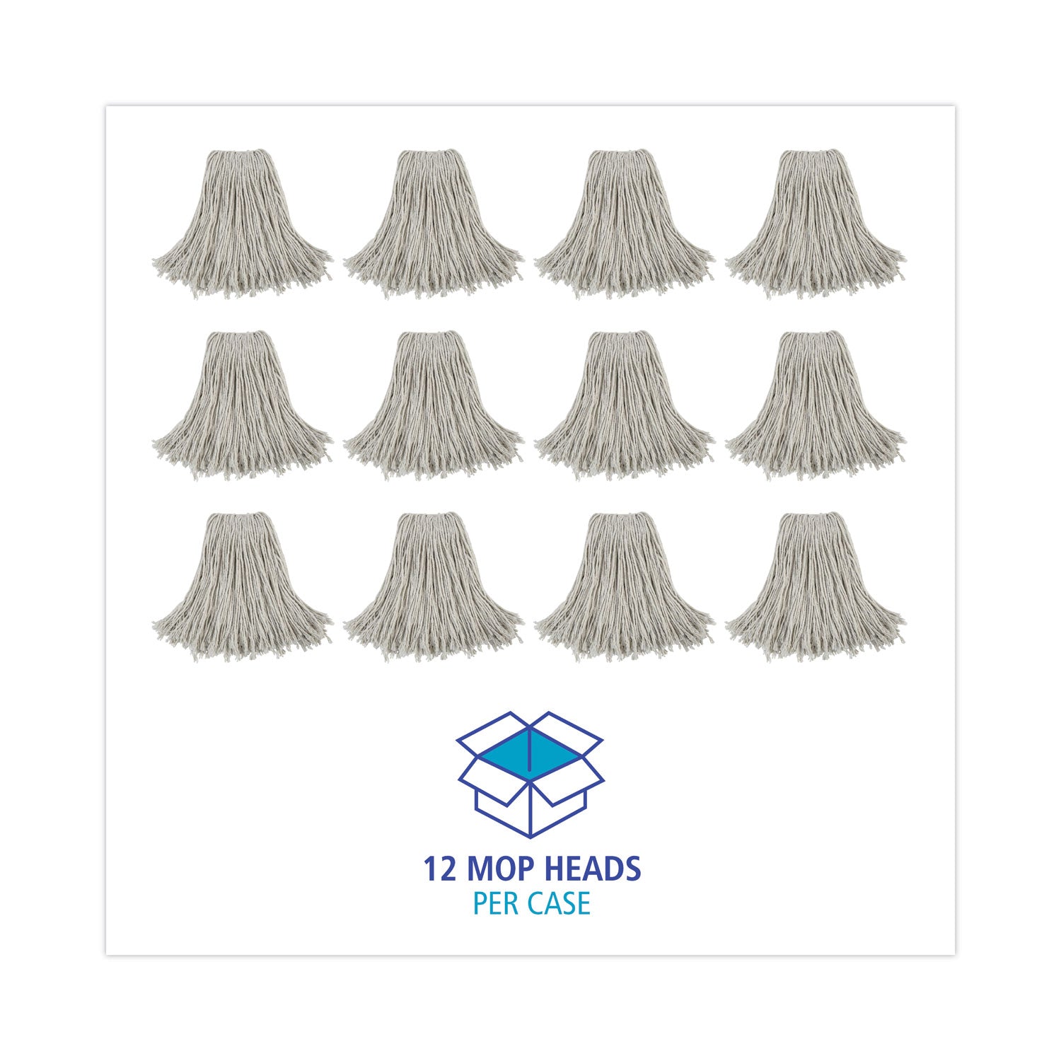 Boardwalk Cut-End Wet Mop Head, Cotton, No. 24, White 12/Carton