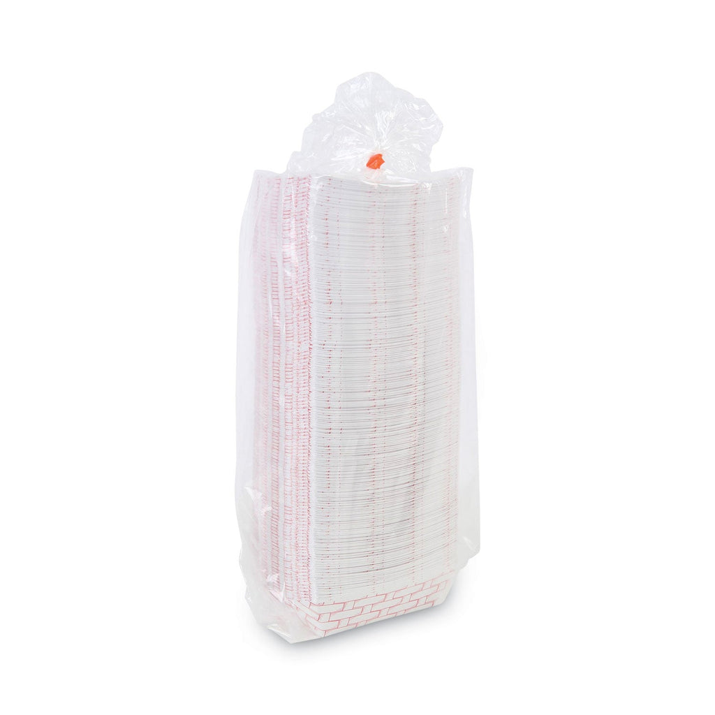 Boardwalk Paper Food Baskets, 2 lb Capacity, Red/White, 1,000/Carton