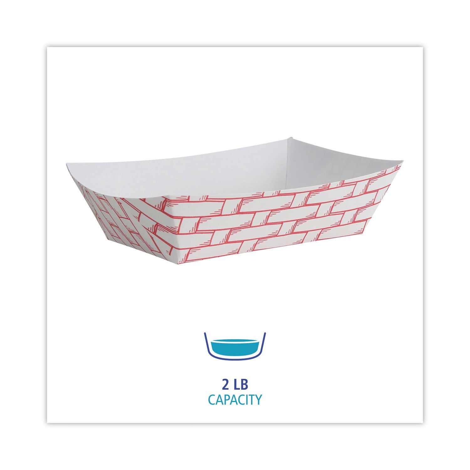 Boardwalk Paper Food Baskets, 2 lb Capacity, Red/White, 1,000/Carton