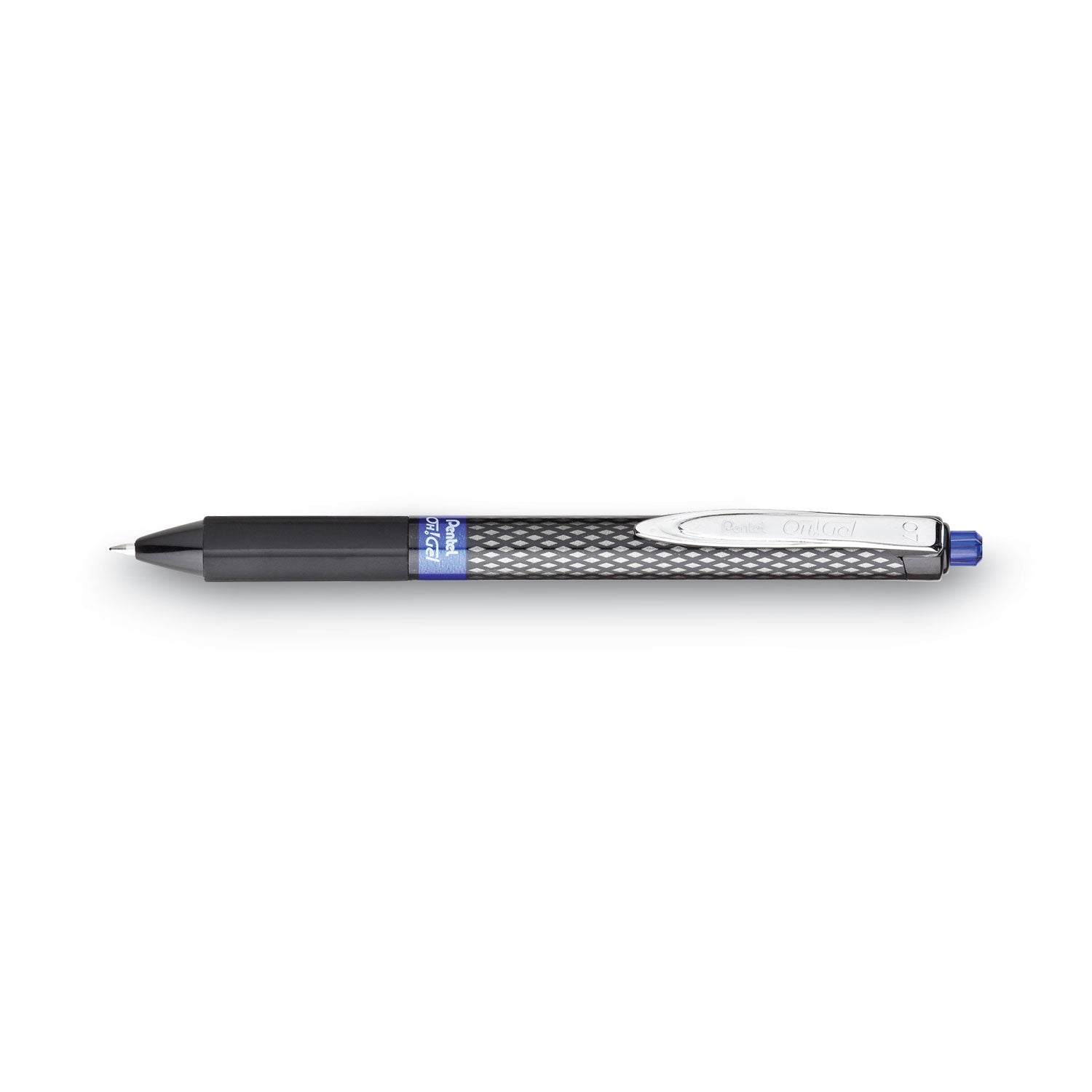 Pentel Oh! Gel Pen, Retractable, Medium 0.7 mm, Blue Ink, Black Barrel, Dozen