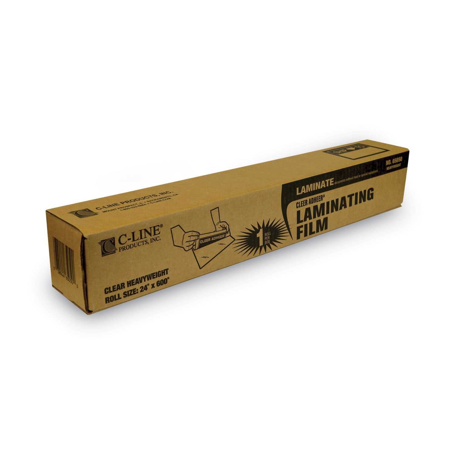 C-Line Cleer Adheer Self-Adhesive Laminating Film, 2 mil, 24" x 50 ft, Gloss Clear