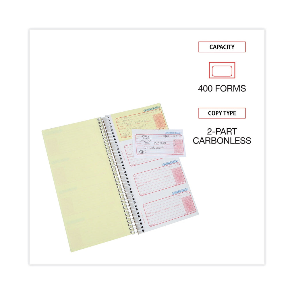 Universal Wirebound Message Books, Two-Part Carbonless, 5 x 2.75, 4/Page, 400 Forms