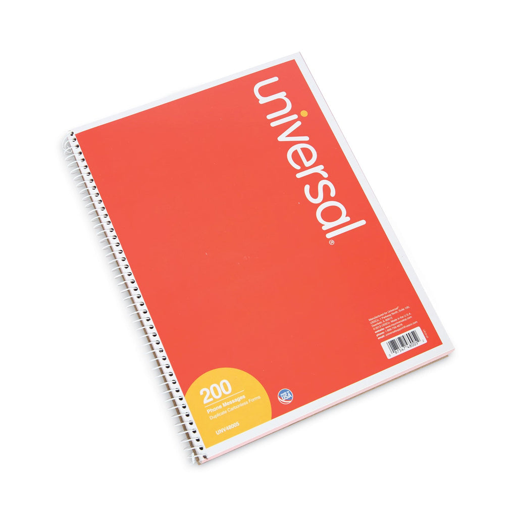 Universal Wirebound Message Books, Two-Part Carbonless, 5.5 x 3.19, 4/Page, 200 Forms