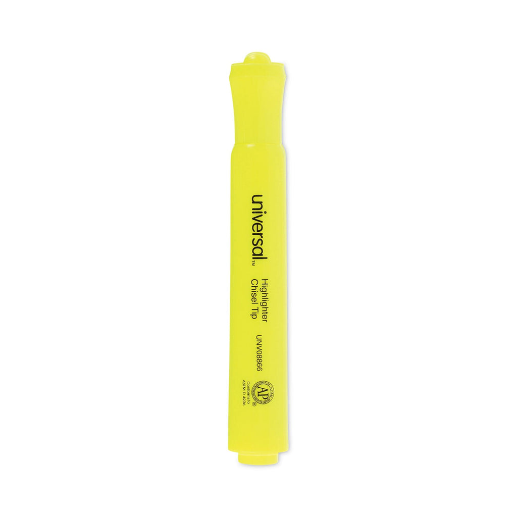 Universal Desk Highlighter Value Pack, Fluorescent Yellow Ink, Chisel Tip, Yellow Barrel, 36/Pack