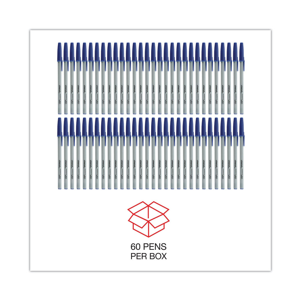 Universal Ballpoint Pen Value Pack, Stick, Medium 1 mm, Blue Ink, Gray Barrel, 60/Pack