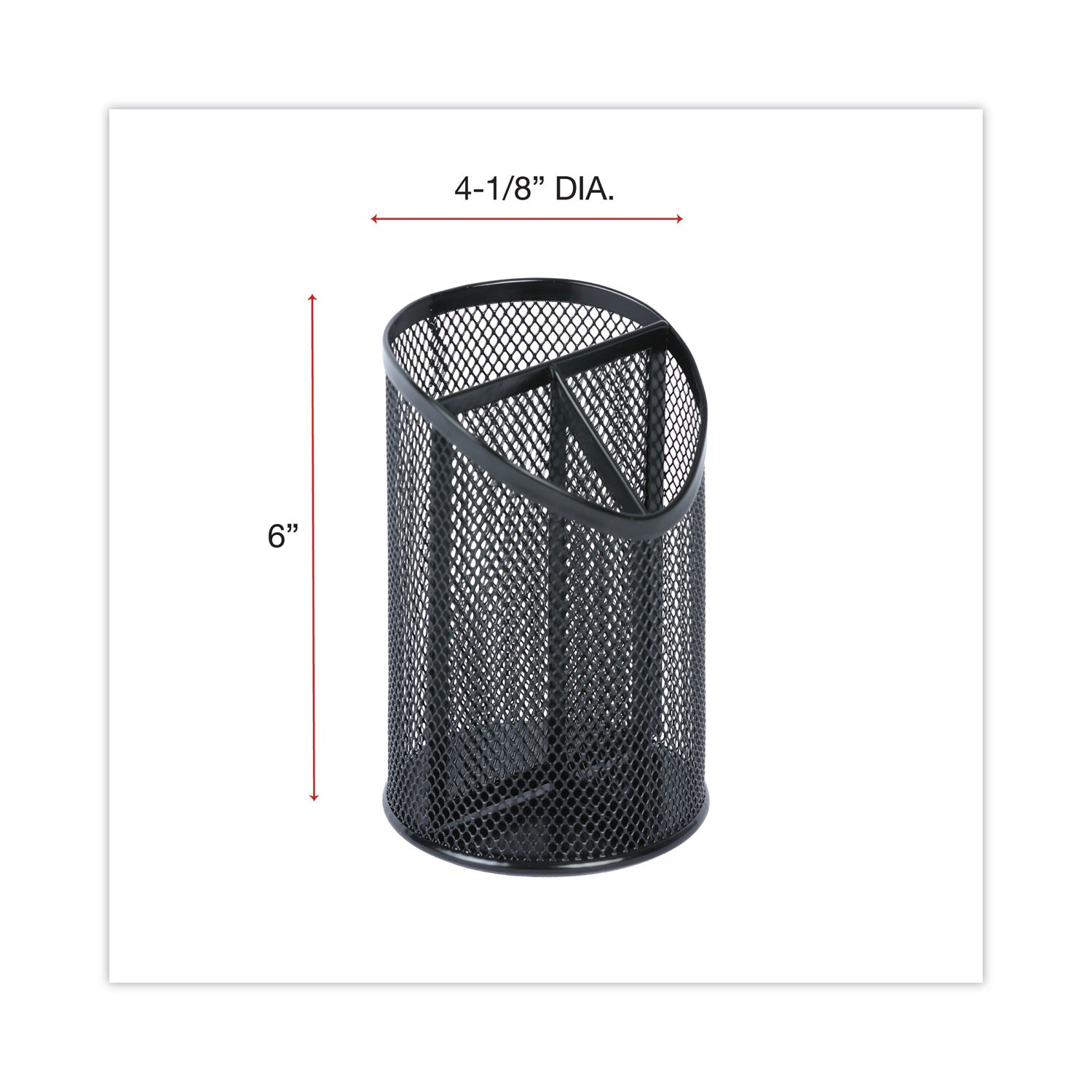 Universal Metal Mesh 3-Compartment Pencil Cup, 4.13" Diameter x 6"h, Black
