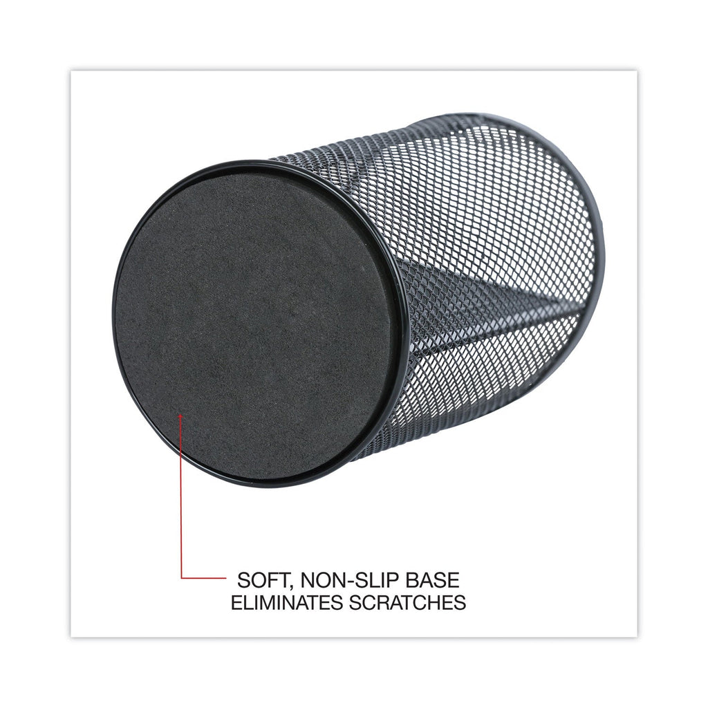 Universal Metal Mesh 3-Compartment Pencil Cup, 4.13" Diameter x 6"h, Black