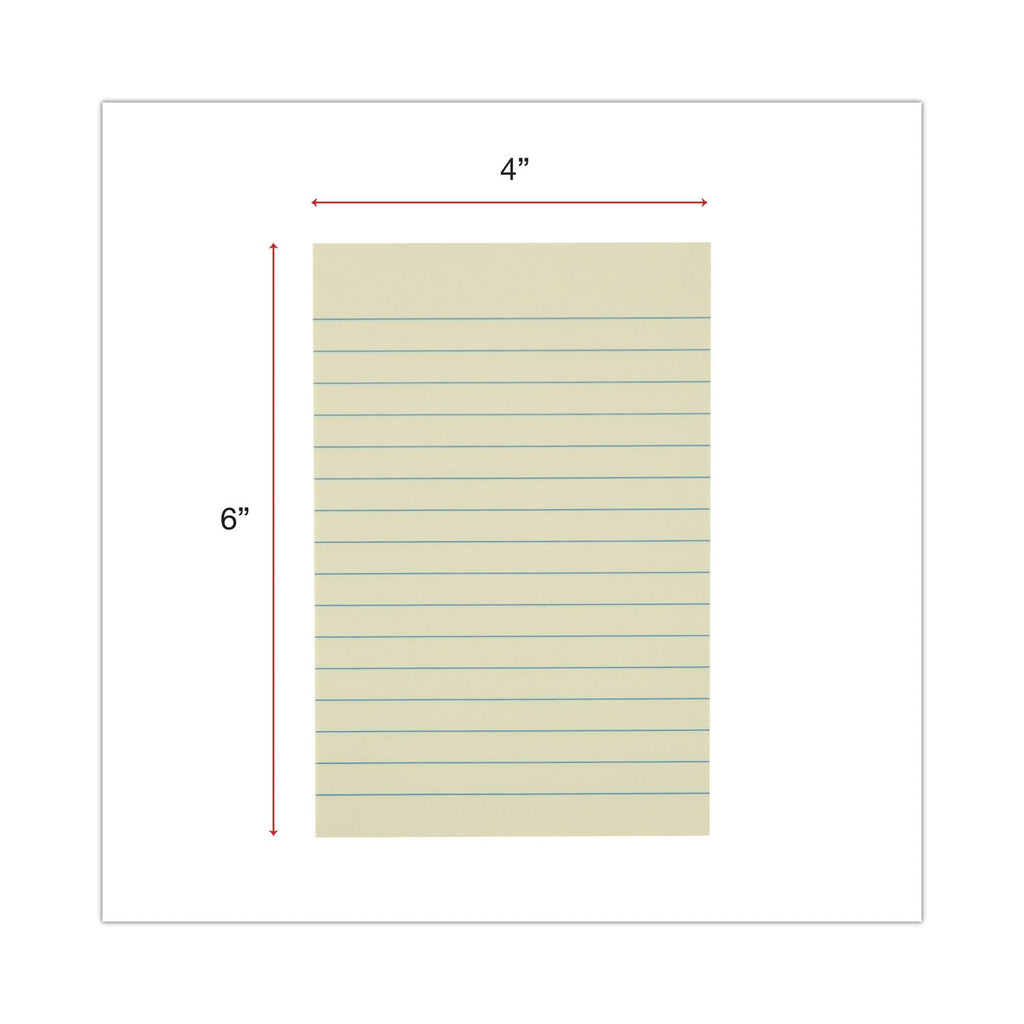 Universal Recycled Self-Stick Note Pads, Note Ruled, 4" x 6", Yellow, 100 Sheets/Pad, 12 Pads/Pack