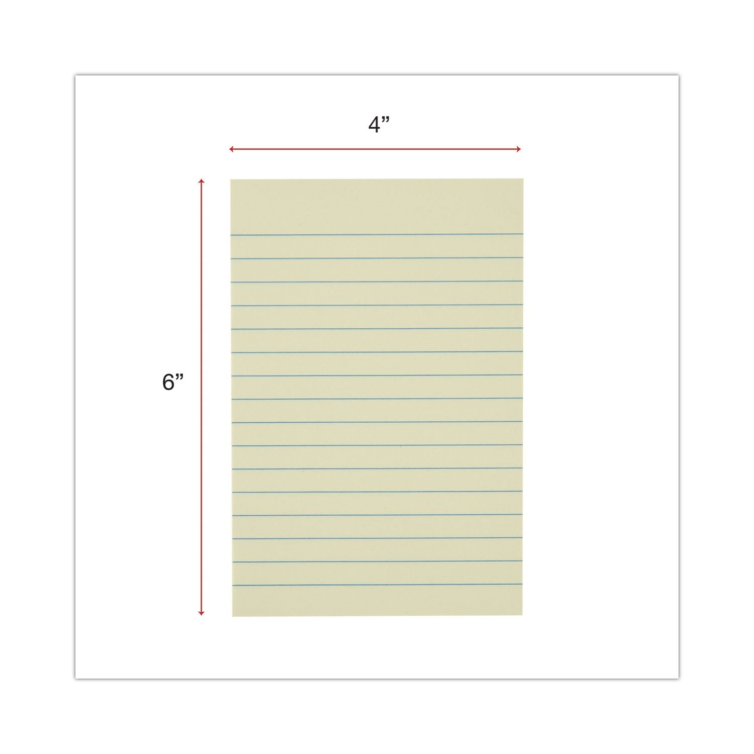 Universal Recycled Self-Stick Note Pads, Note Ruled, 4" x 6", Yellow, 100 Sheets/Pad, 12 Pads/Pack