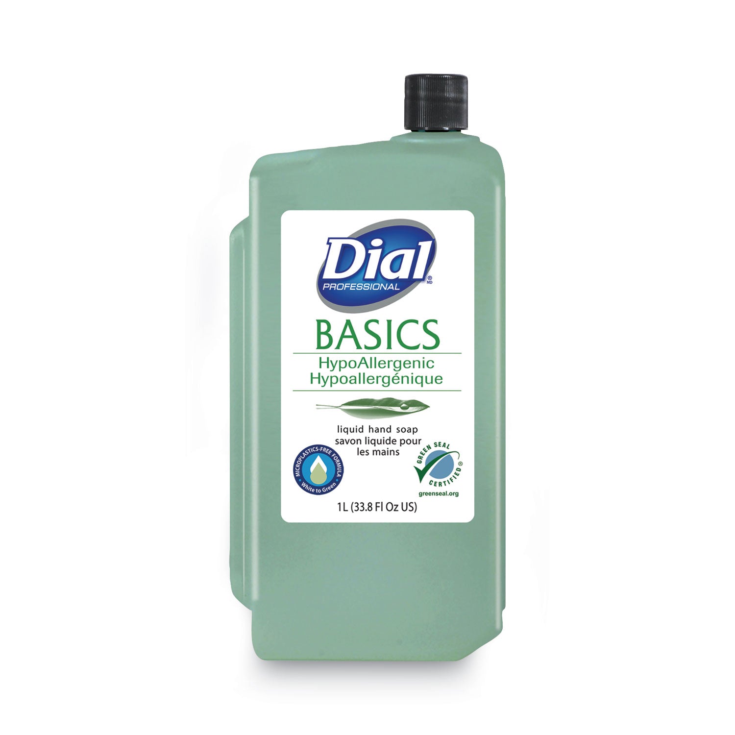 Dial Basics MP Free Liquid Hand Soap, Unscented, 1 L Refill Bottle, 8/Carton