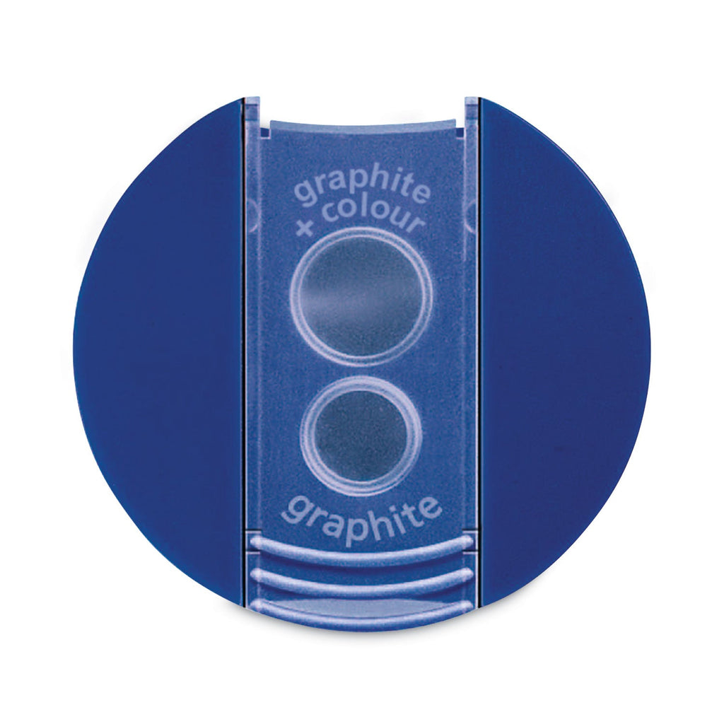 Staedtler Cylinder Handheld Pencil Sharpener, Two-Hole, 1.63 x 2.25, Blue/Silver