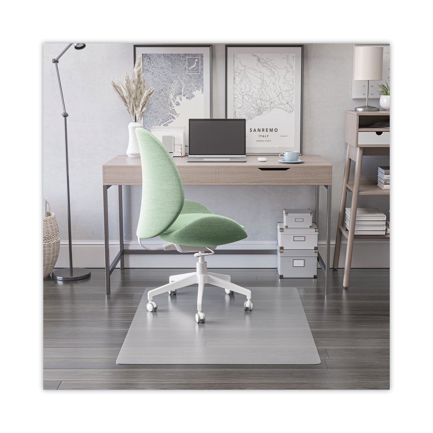 deflecto Antimicrobial Chair Mat, Rectangular, 45 x 53, Clear