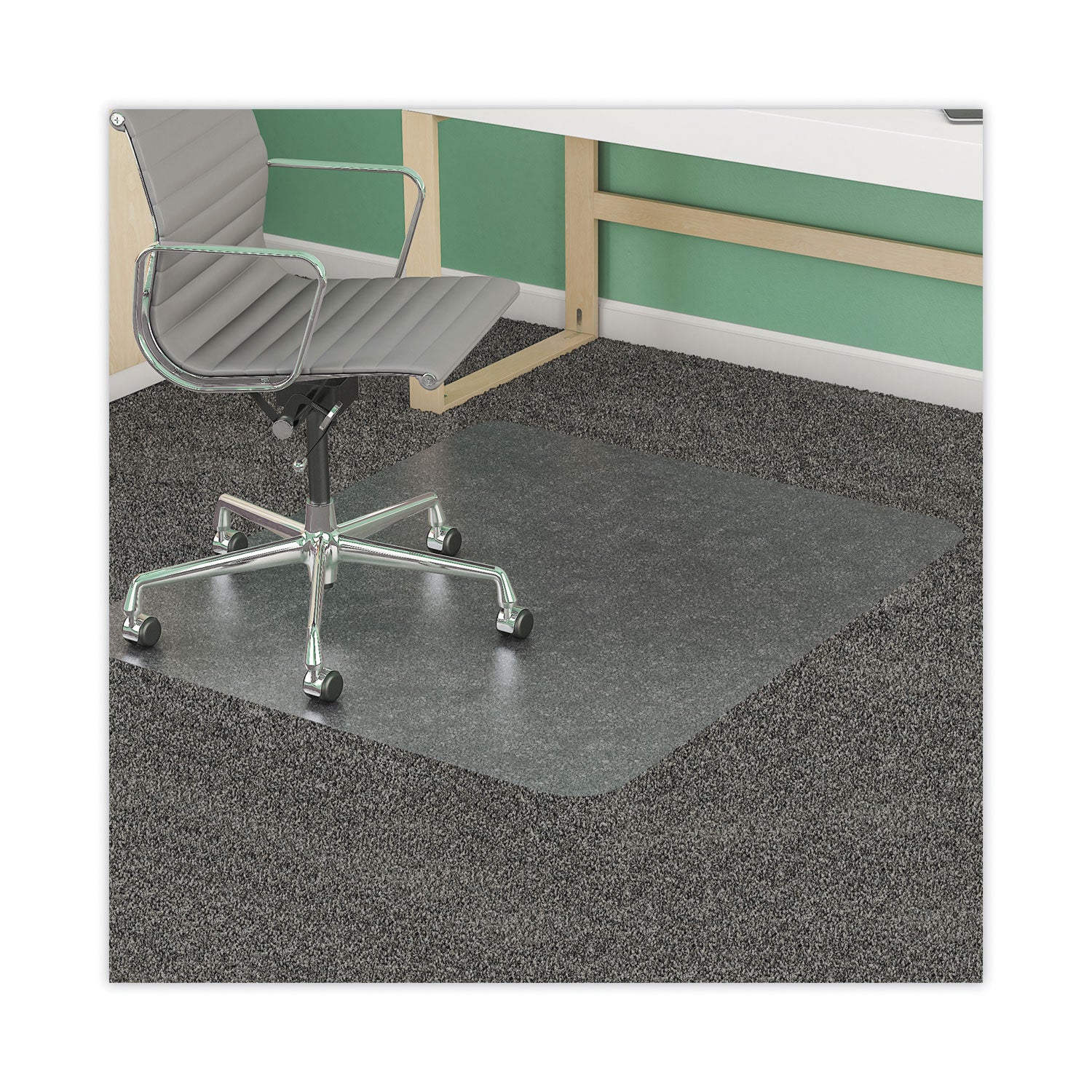 deflecto SuperMat Frequent Use Chair Mat, Med Pile Carpet, Roll, 45 x 53, Rectangular, Clear