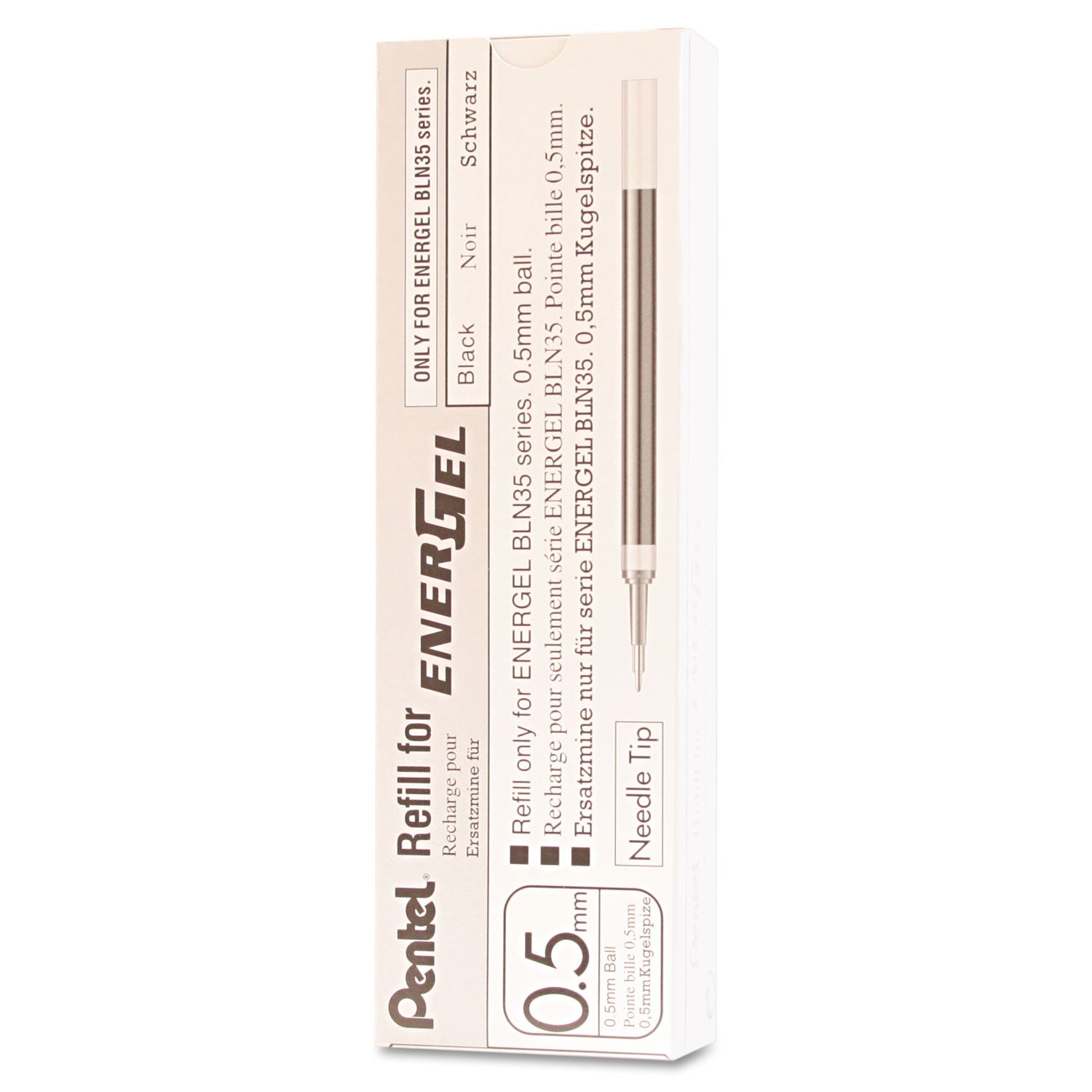 Pentel Refill for Pentel EnerGel Retractable Liquid Gel Pens, Fine Needle Tip, Black Ink