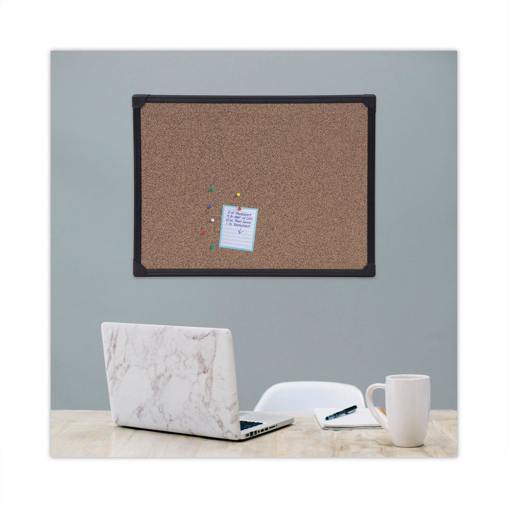 Universal Tech Cork Board, 24 x 18, Cork, Black Frame