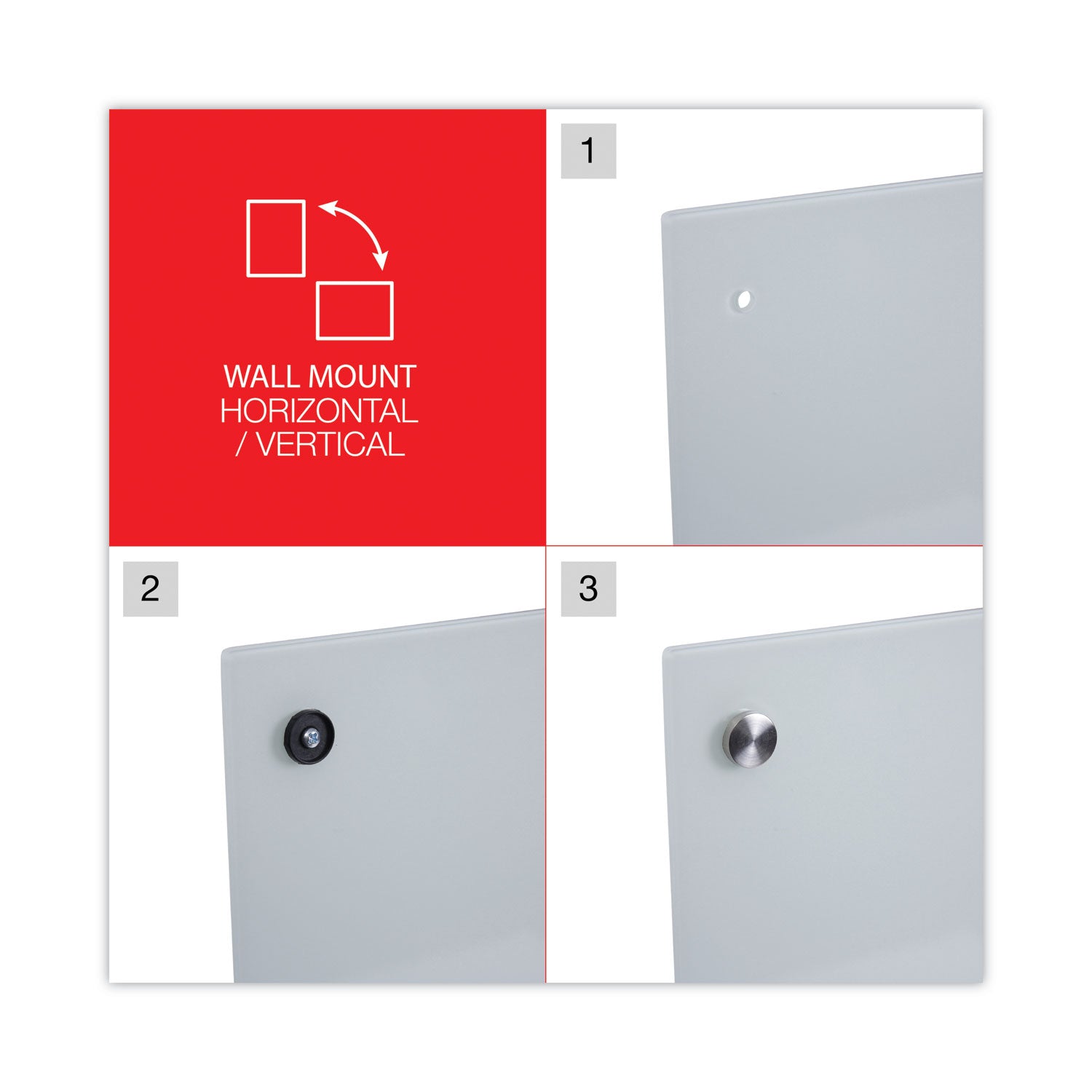 Universal Frameless Glass Marker Board, 36" x 24", White