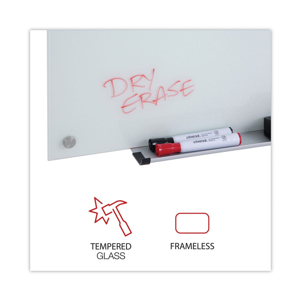 Universal Frameless Glass Marker Board, 72" x 48", White