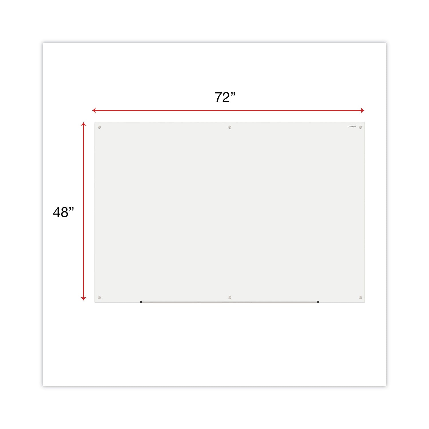 Universal Frameless Glass Marker Board, 72" x 48", White