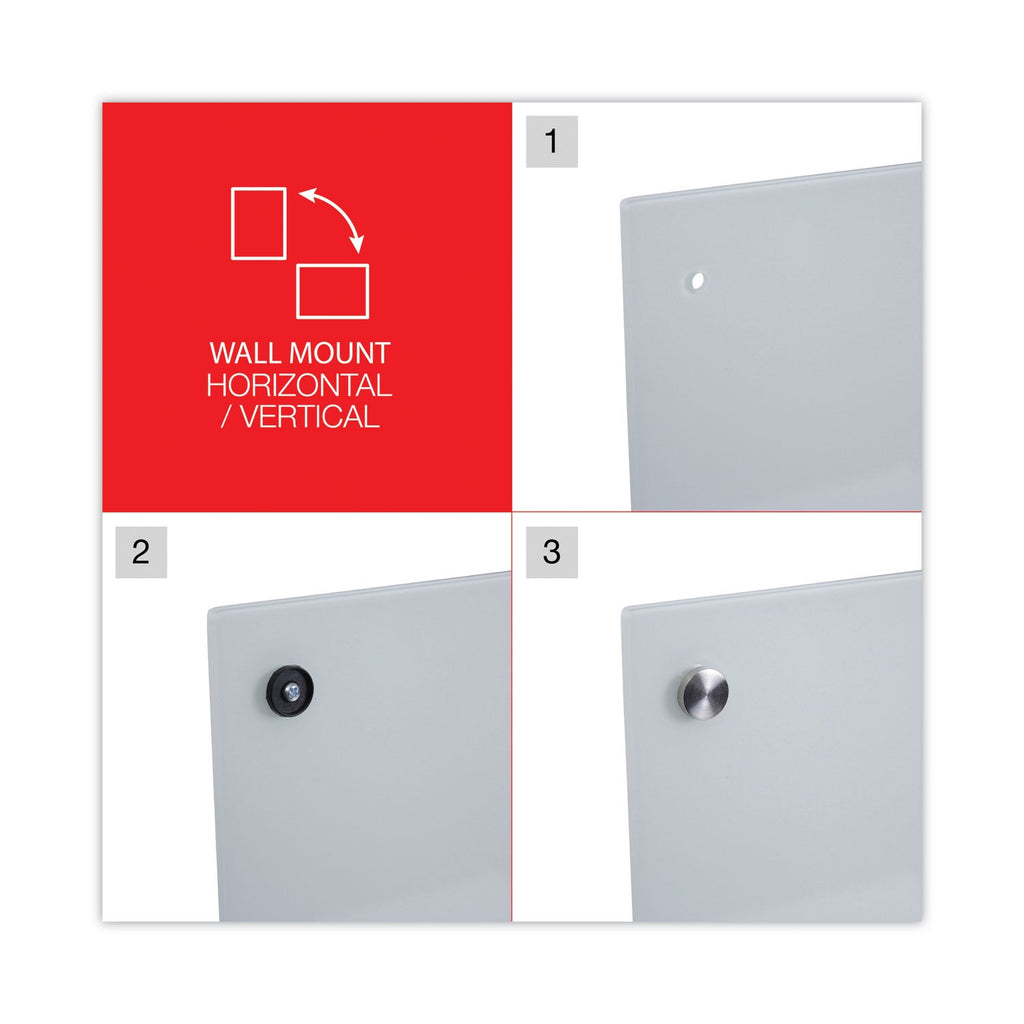 Universal Frameless Glass Marker Board, 72" x 48", White