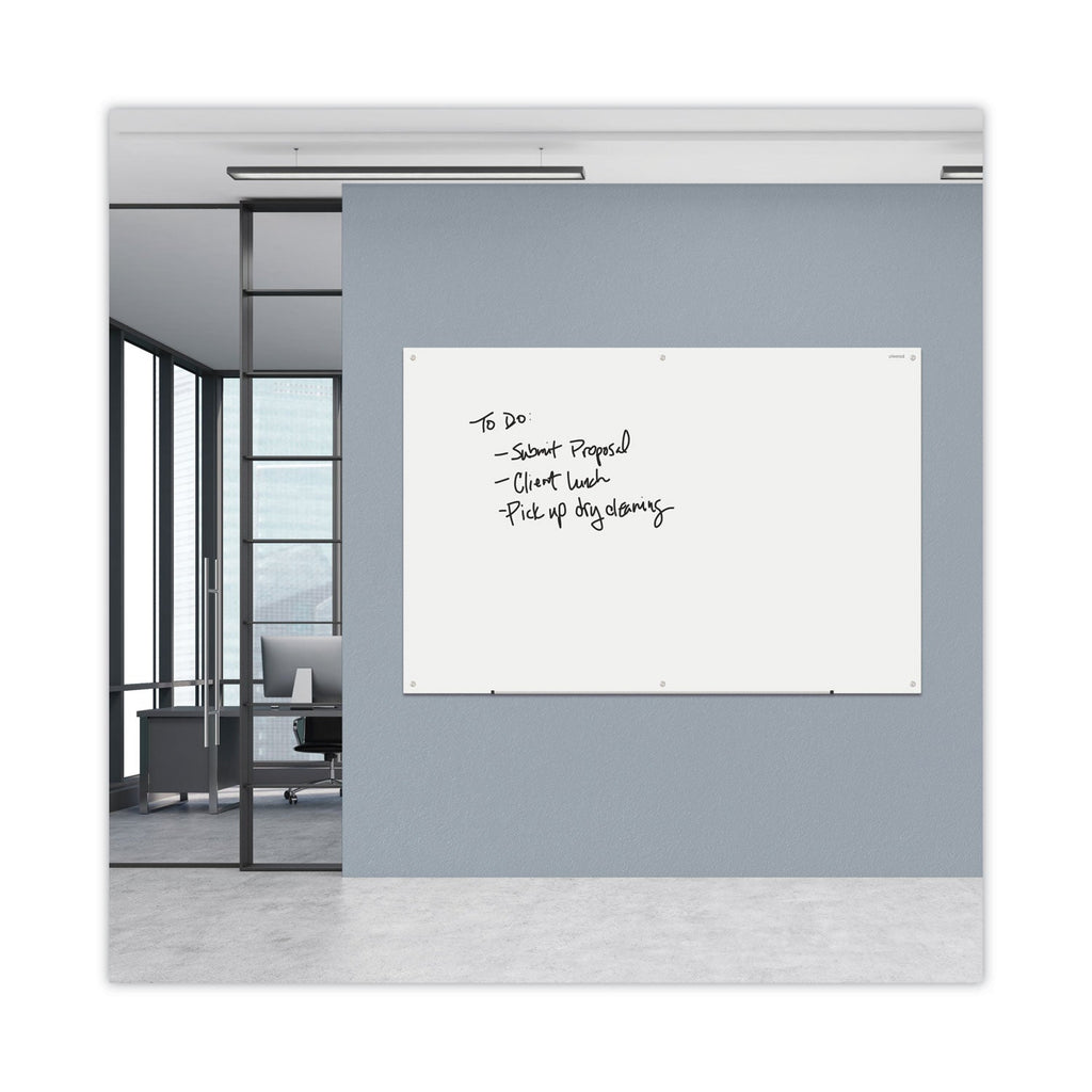 Universal Frameless Glass Marker Board, 72" x 48", White