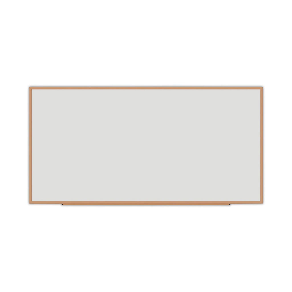 Universal Dry-Erase Board, Melamine, 96 x 48, White, Oak-Finished Frame