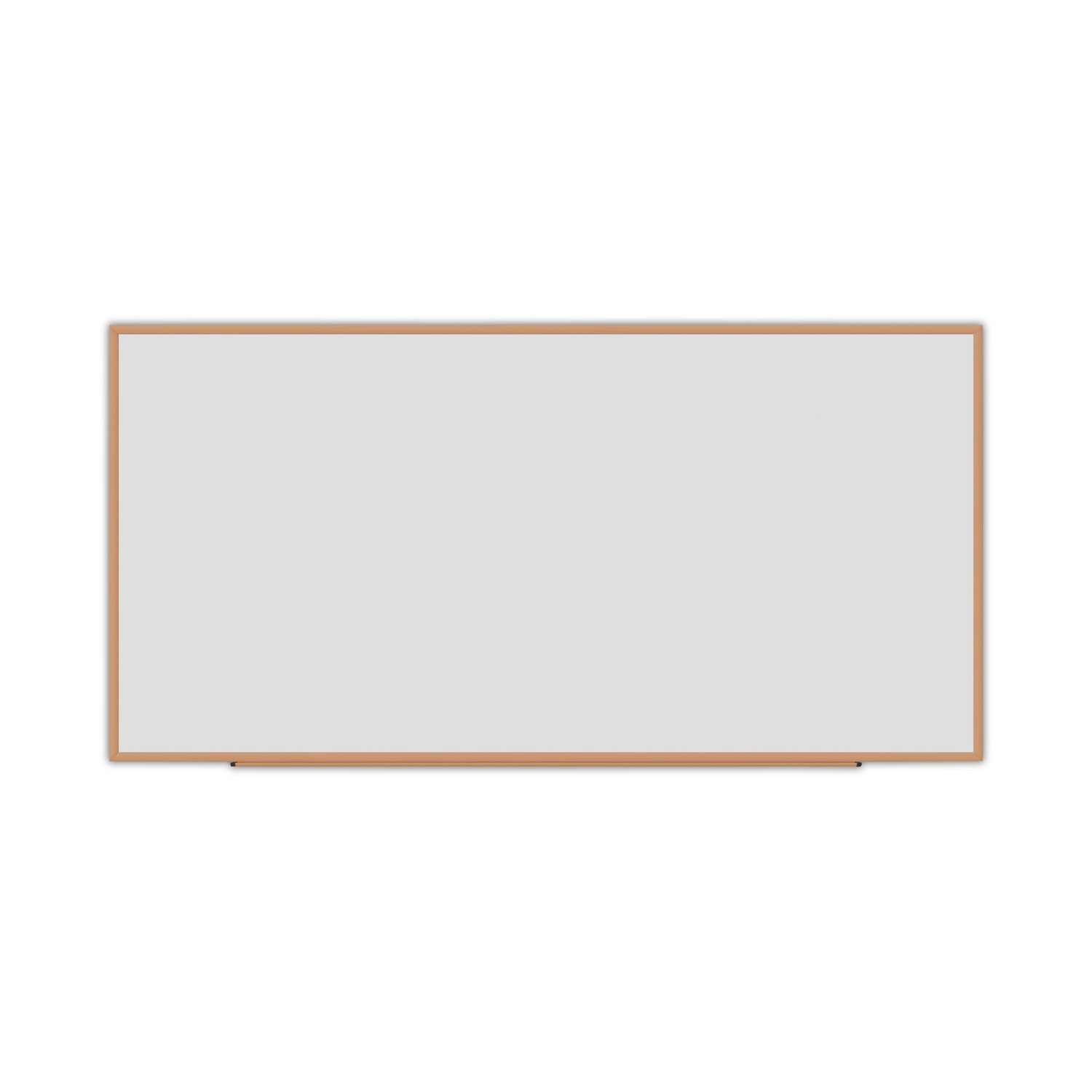 Universal Dry-Erase Board, Melamine, 96 x 48, White, Oak-Finished Frame