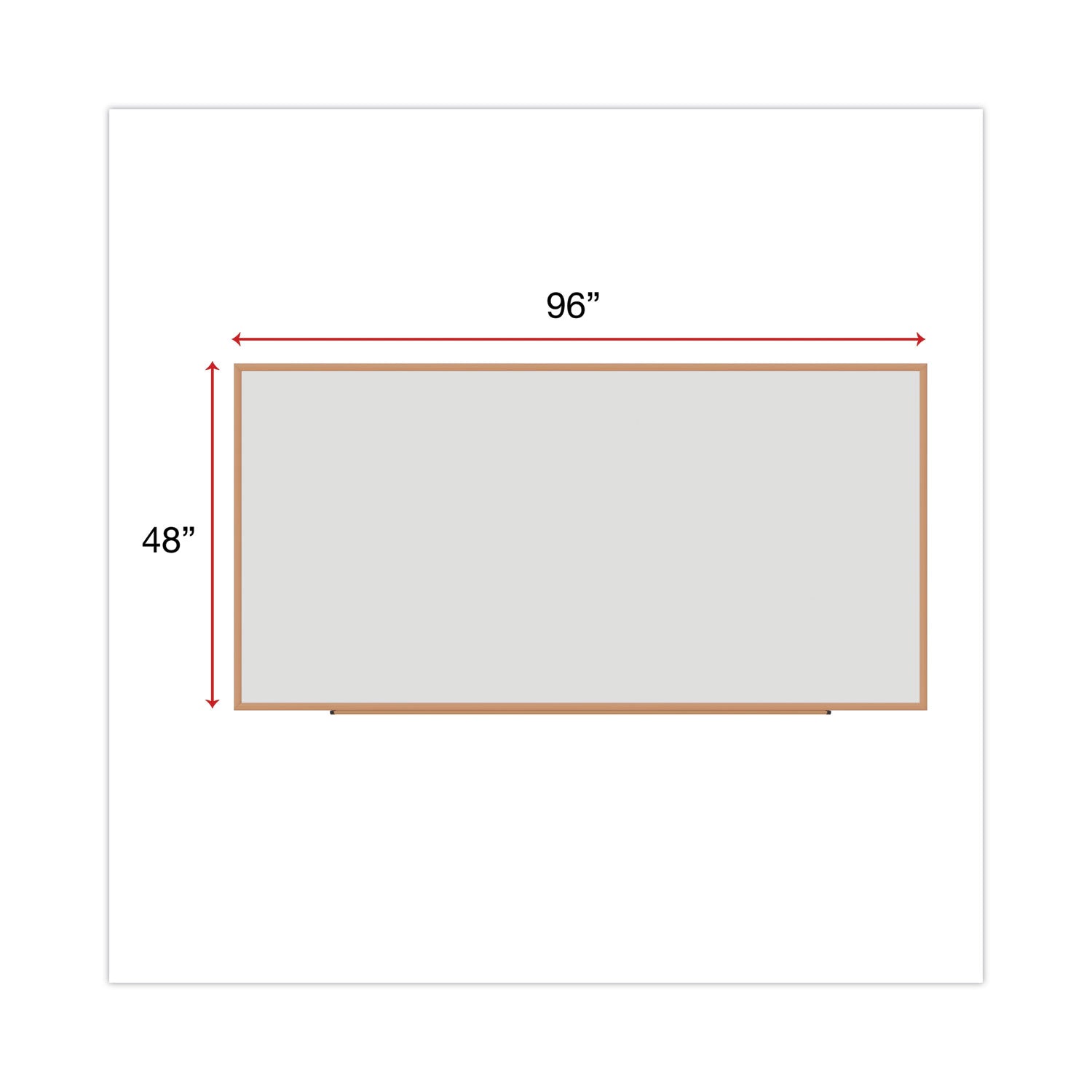 Universal Dry-Erase Board, Melamine, 96 x 48, White, Oak-Finished Frame