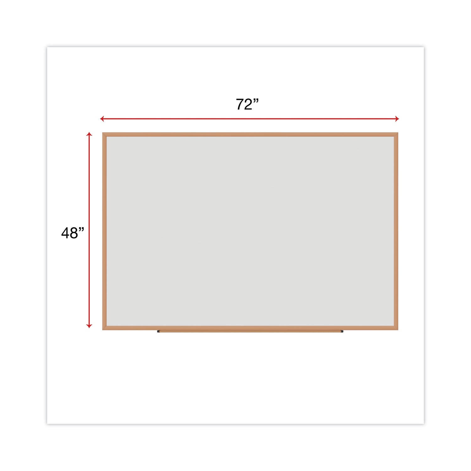 Universal Dry-Erase Board, Melamine, 72 x 48, White, Oak-Finished Frame