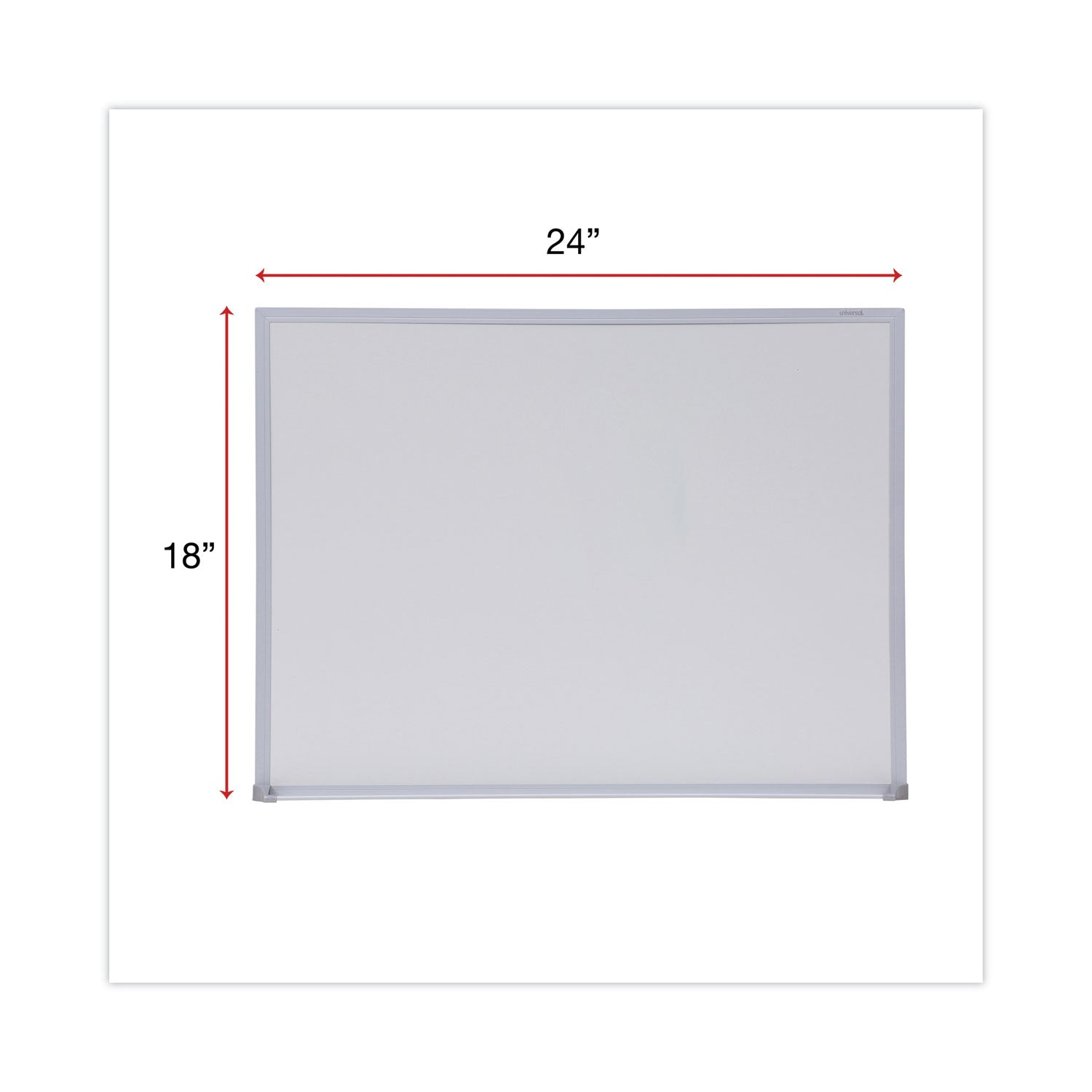 Universal Dry-Erase Board, Melamine, 24 x 18, Satin-Finished Aluminum Frame