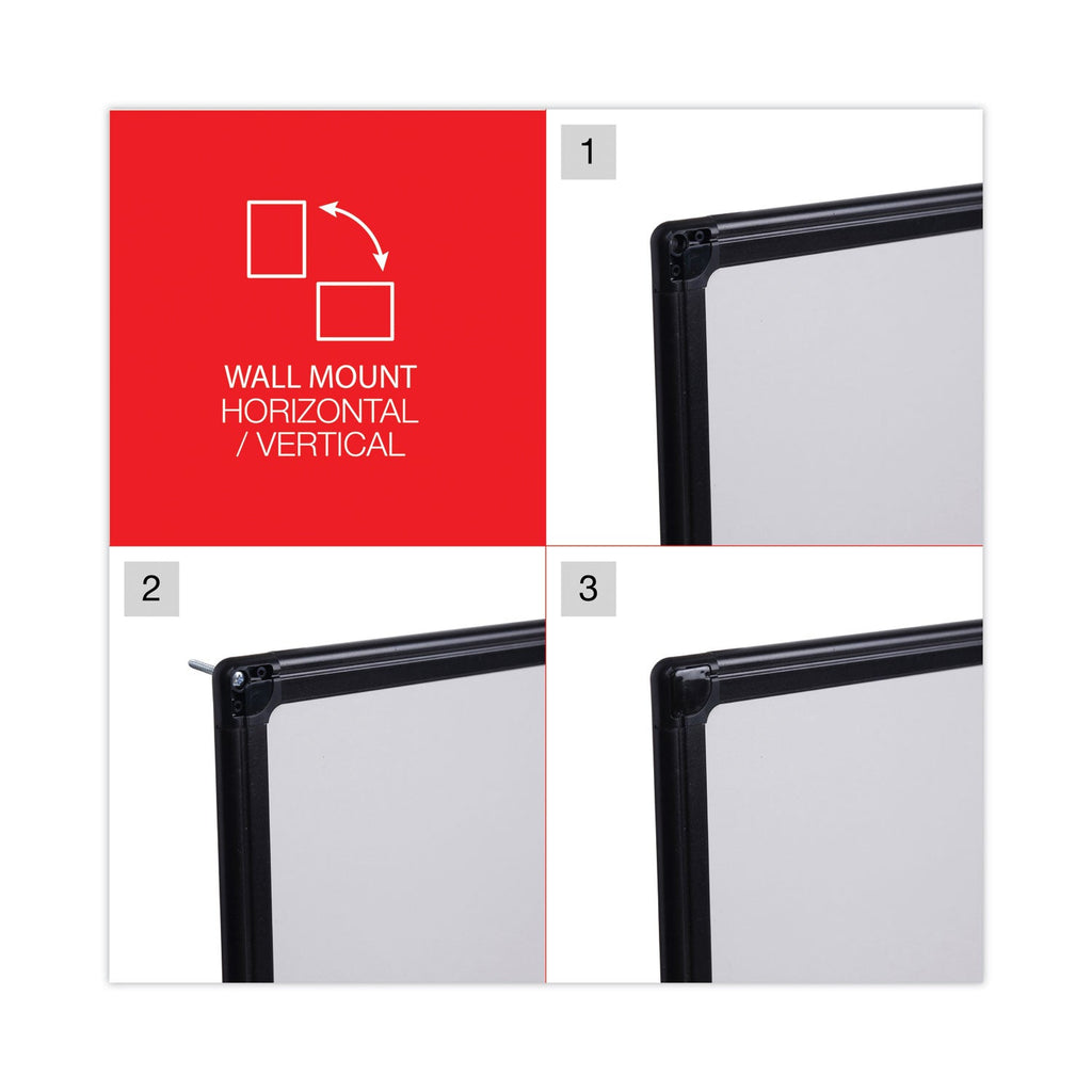Universal Dry Erase Board, Melamine, 36 x 24, Black Frame