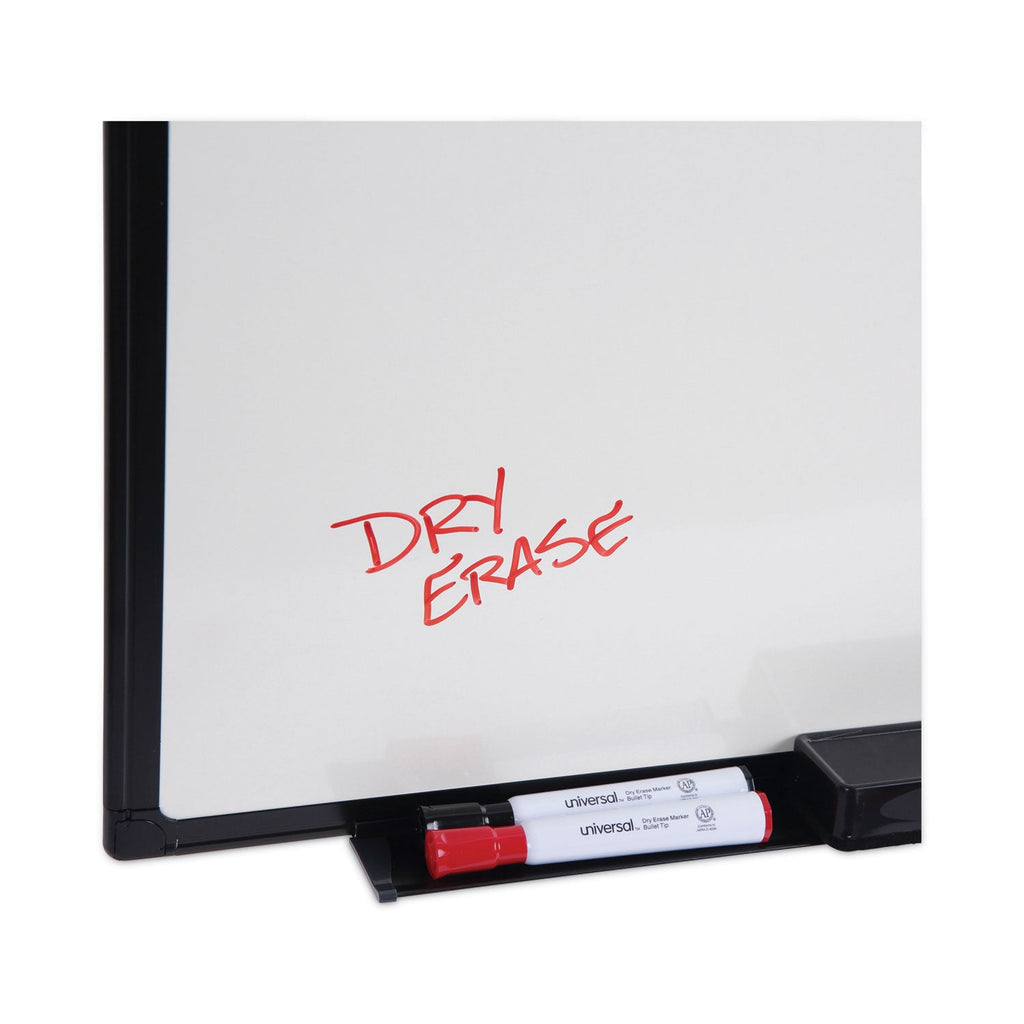 Universal Dry Erase Board, Melamine, 36 x 24, Black Frame