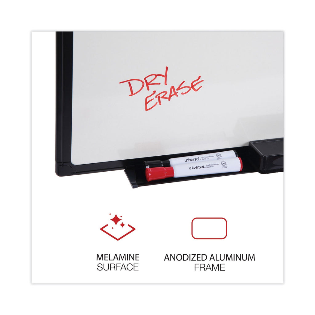 Universal Dry Erase Board, Melamine, 48 x 36, Black Frame