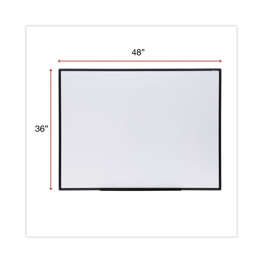 Universal Dry Erase Board, Melamine, 48 x 36, Black Frame