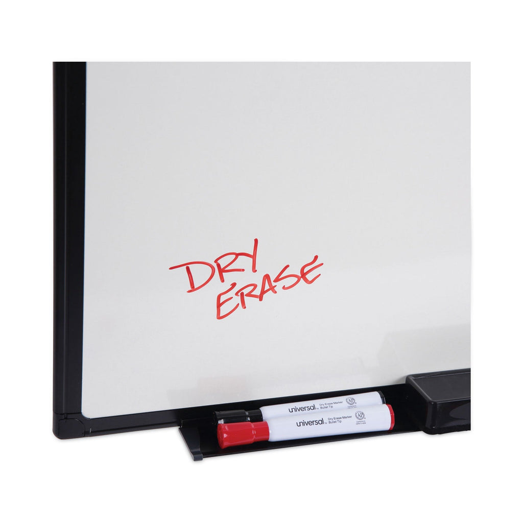 Universal Dry Erase Board, Melamine, 48 x 36, Black Frame
