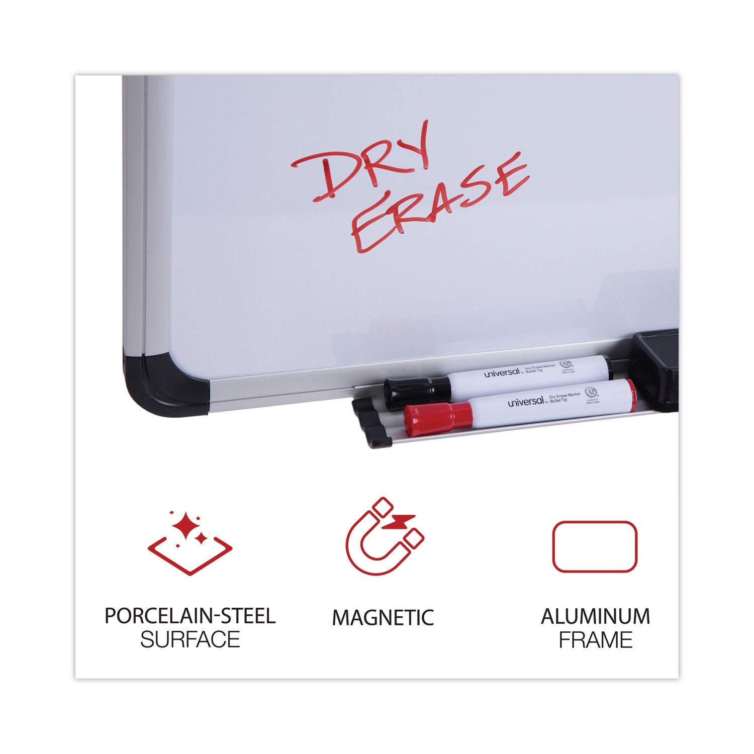 Universal Porcelain Magnetic Dry Erase Board, 48 x 36, White