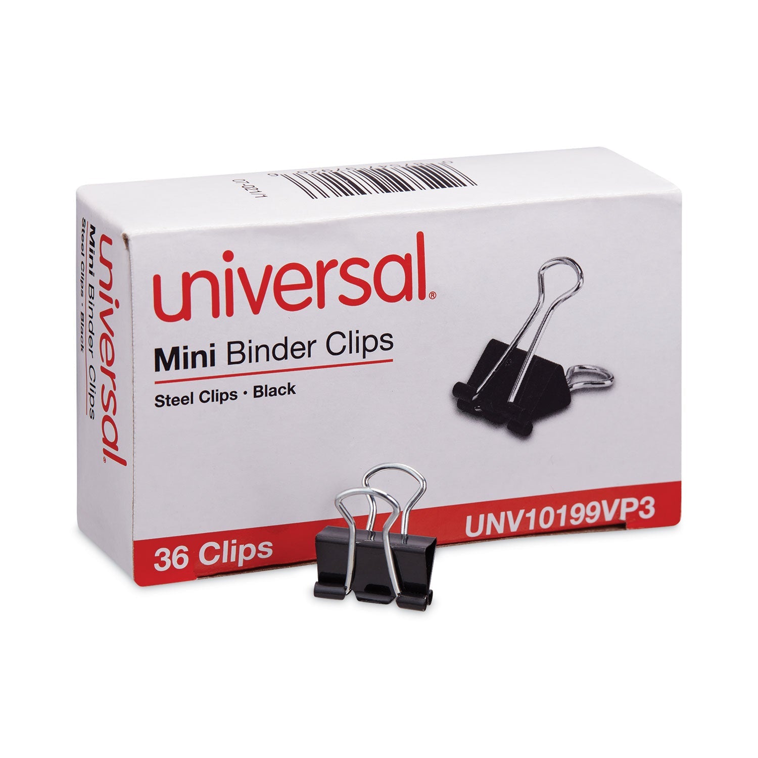 Universal Binder Clip Value Pack, Mini, Black/Silver, 36/Box