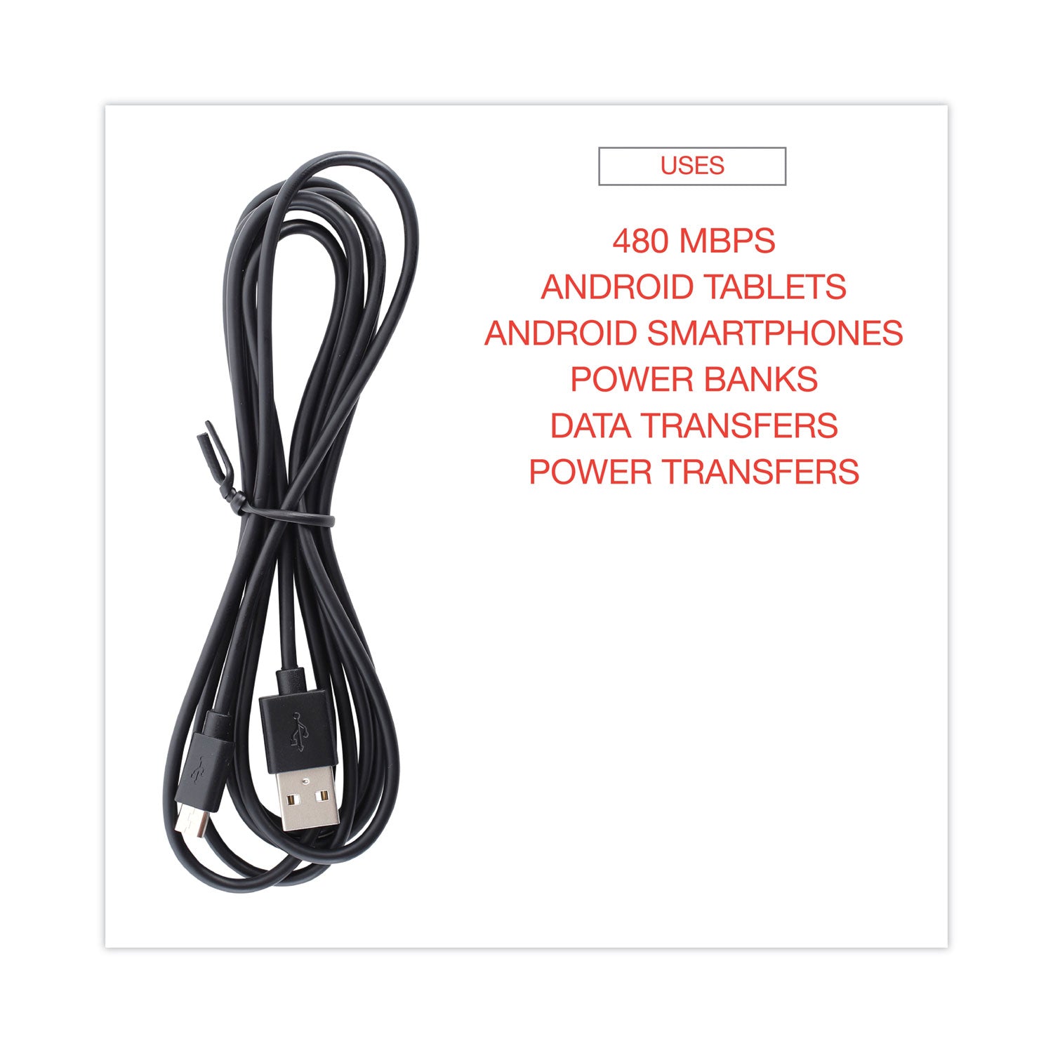 Innovera USB to Micro USB Cable, 6 ft, Black