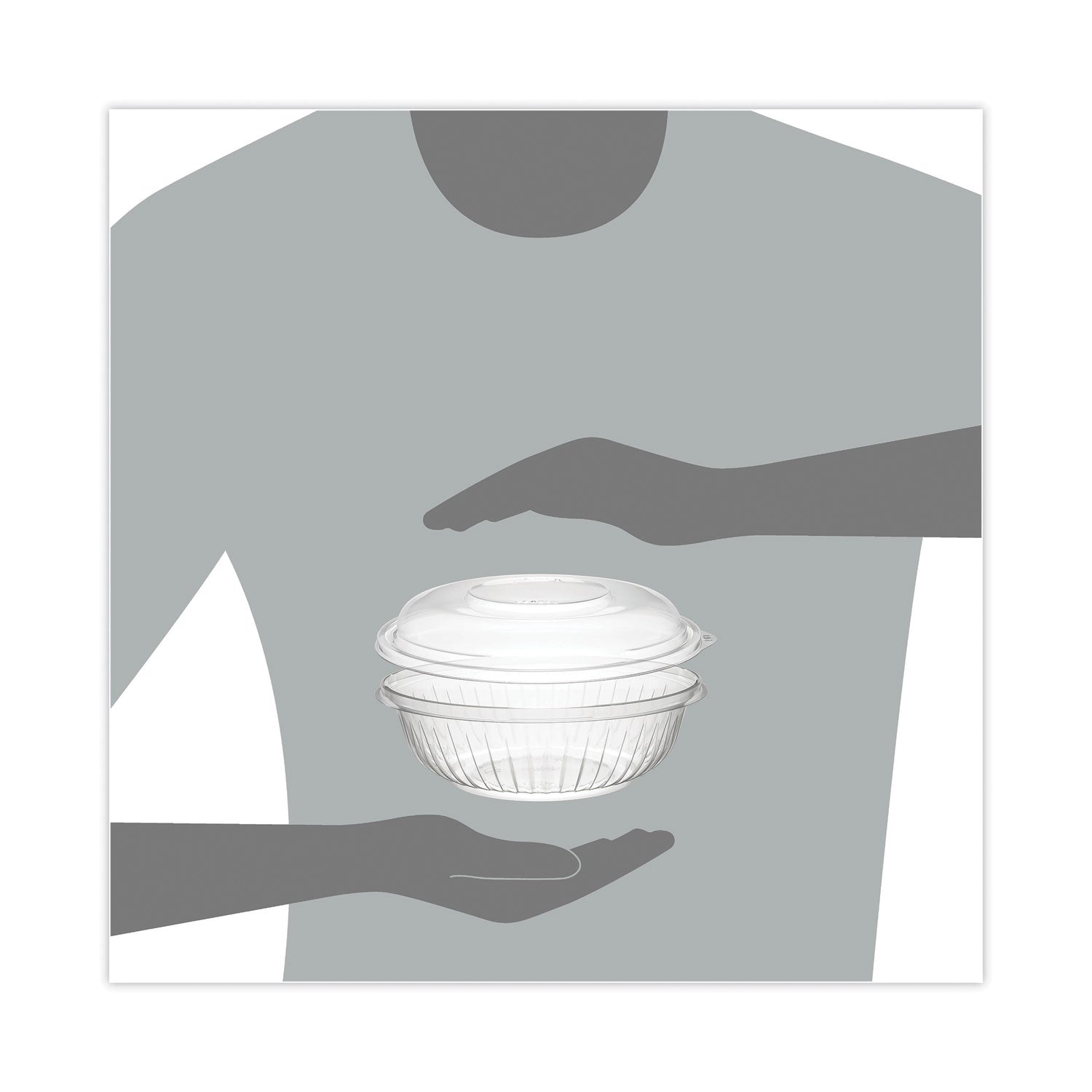 Dart PresentaBowls Bowl/Lid Combo-Paks, 24 oz, 7.25 Diameter x 2.38 h, Clear, Plastic, 63/Pack, 2 Pack/Carton