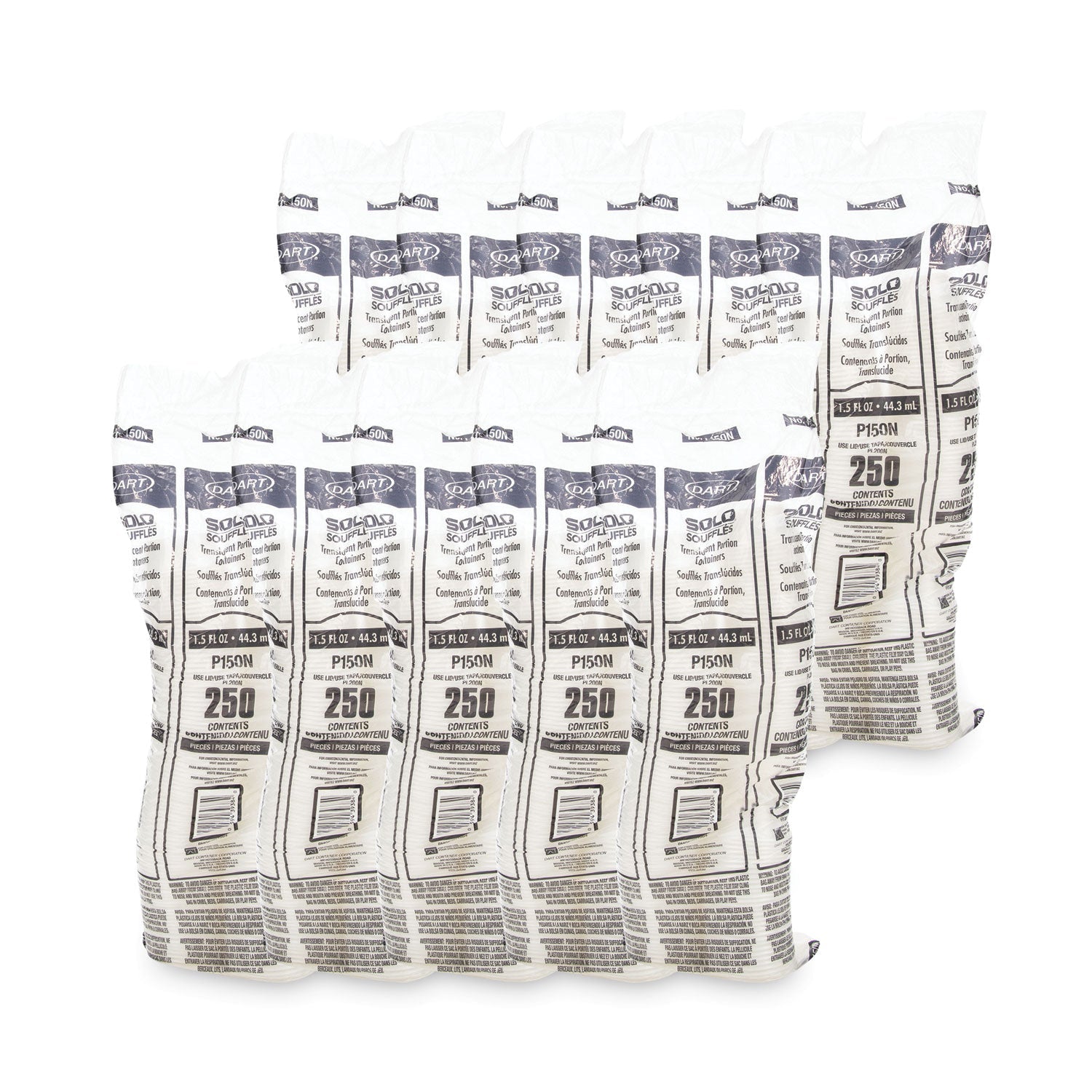 Dart Polystyrene Portion Cups, 1.5 oz, Translucent, 2,500/Carton